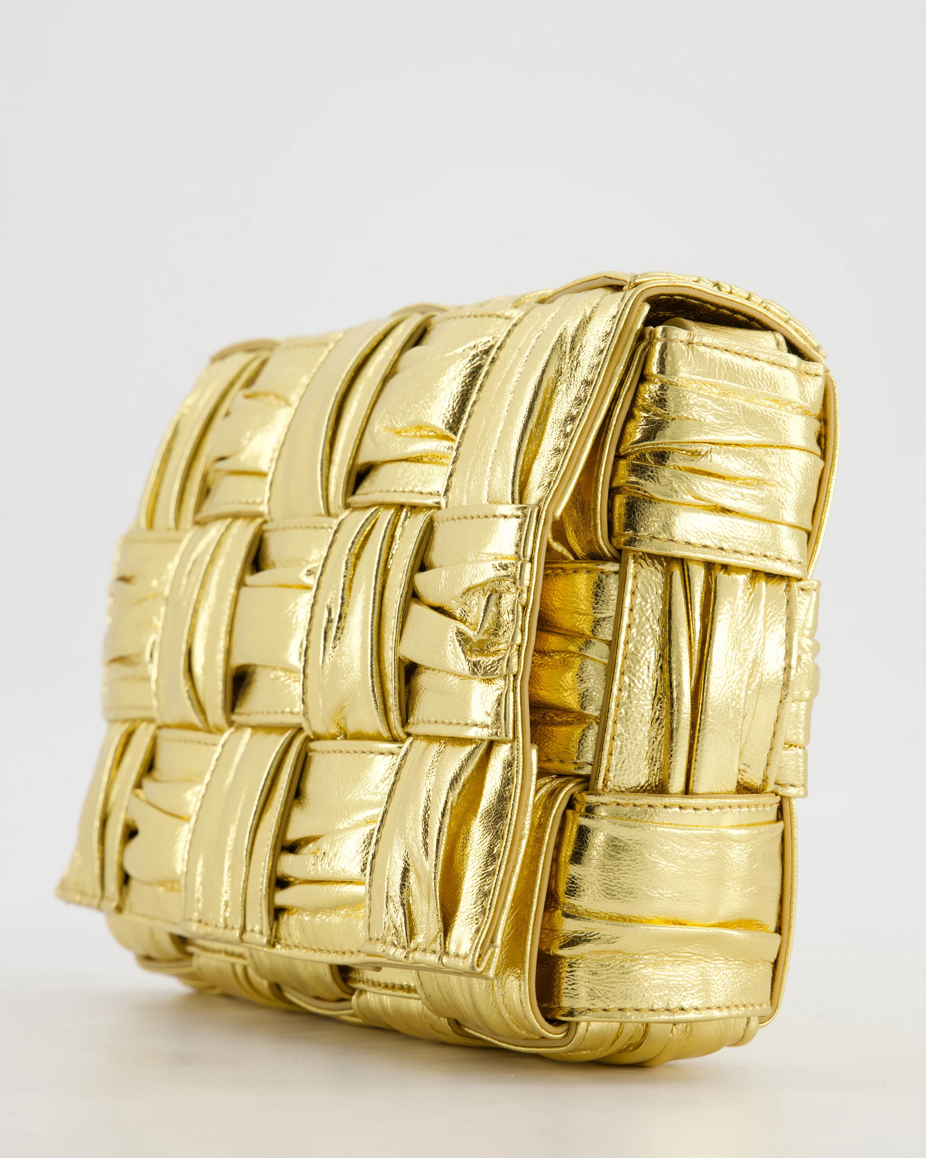 Bottega Veneta Cassette Padded Bag in Gold Metallic Calfskin Leather with Gold Hardware - Image 10