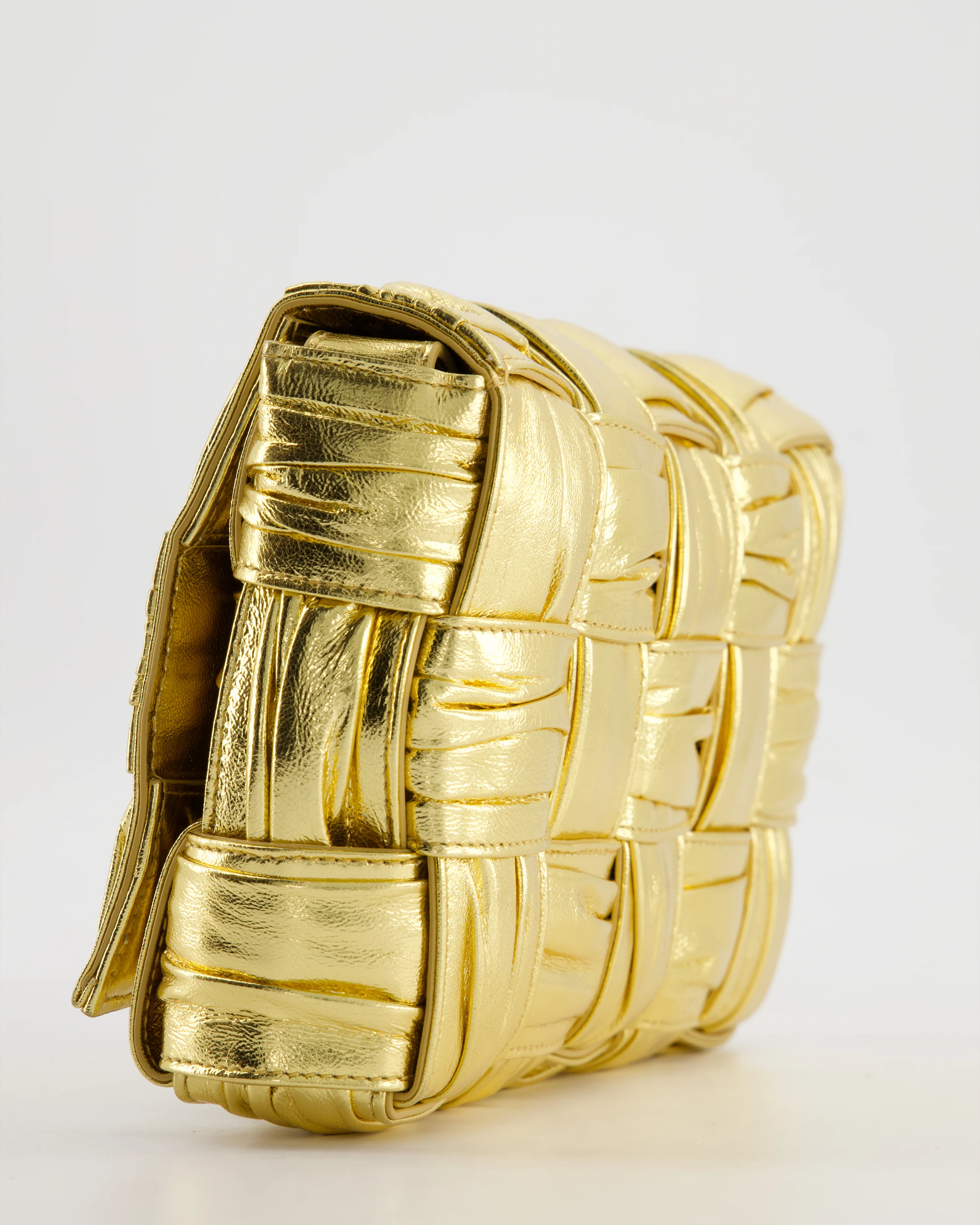Bottega Veneta Cassette Padded Bag in Gold Metallic Calfskin Leather with Gold Hardware - Image 11