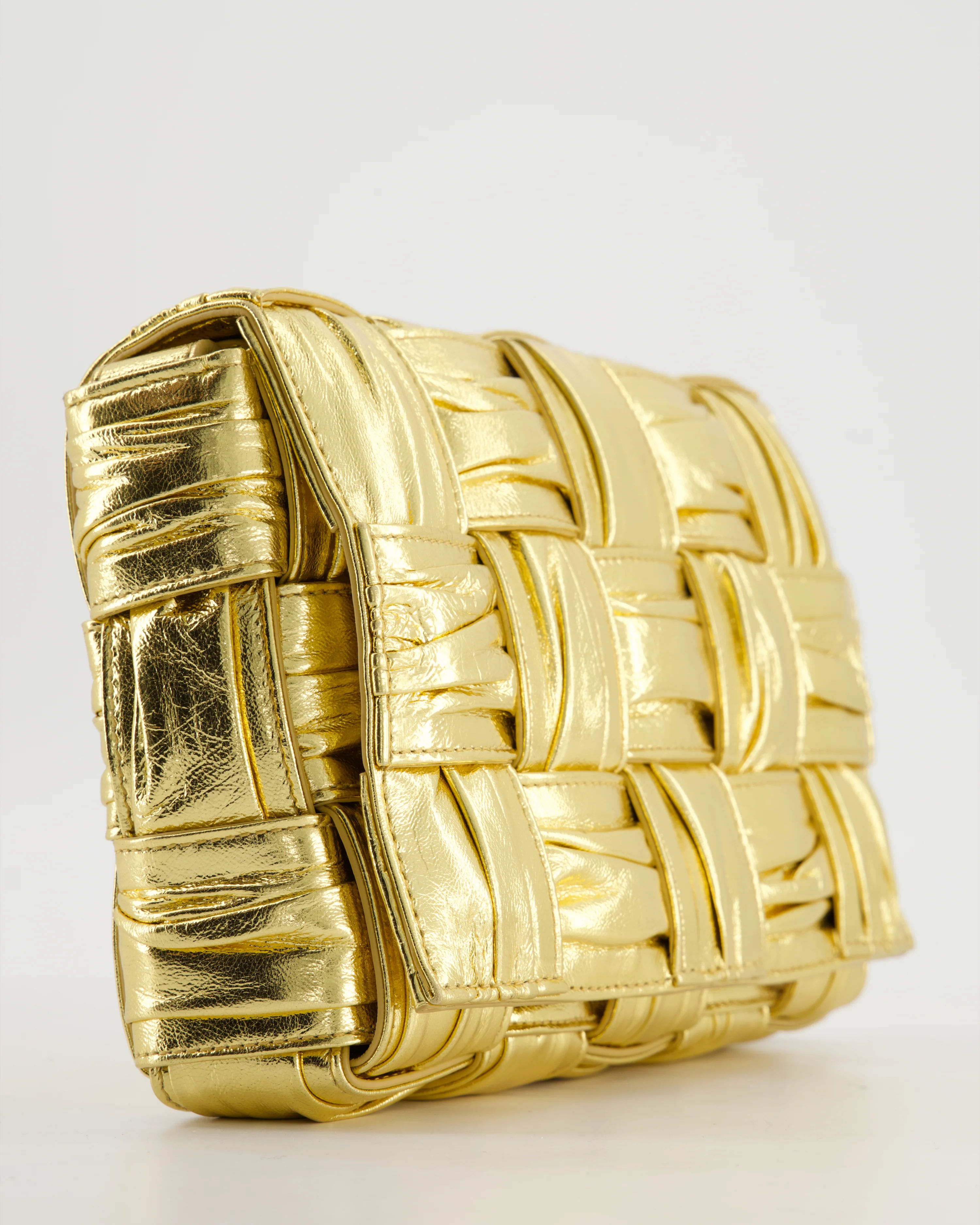 Bottega Veneta Cassette Padded Bag in Gold Metallic Calfskin Leather with Gold Hardware - Image 12
