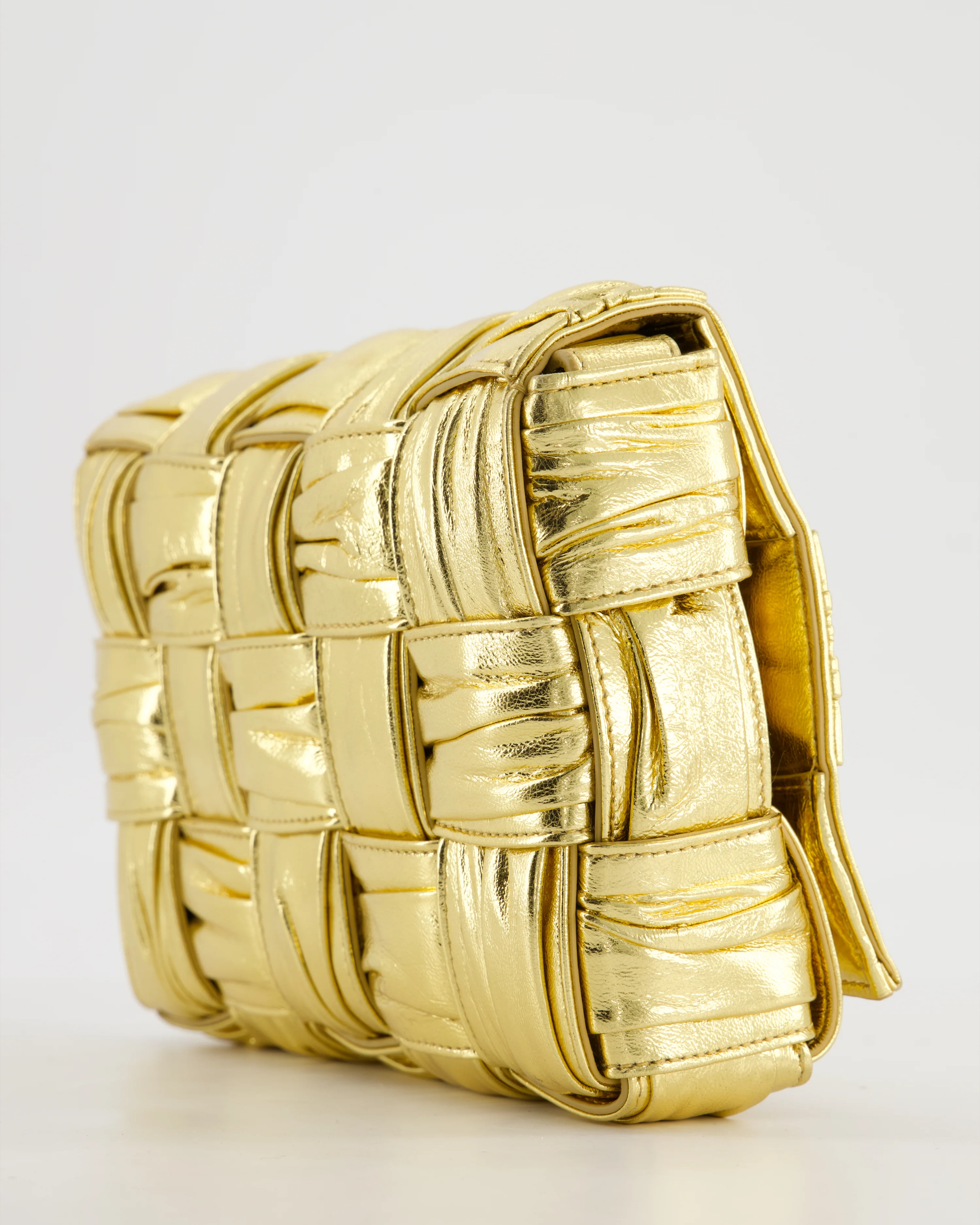 Bottega Veneta Cassette Padded Bag in Gold Metallic Calfskin Leather with Gold Hardware - Image 13