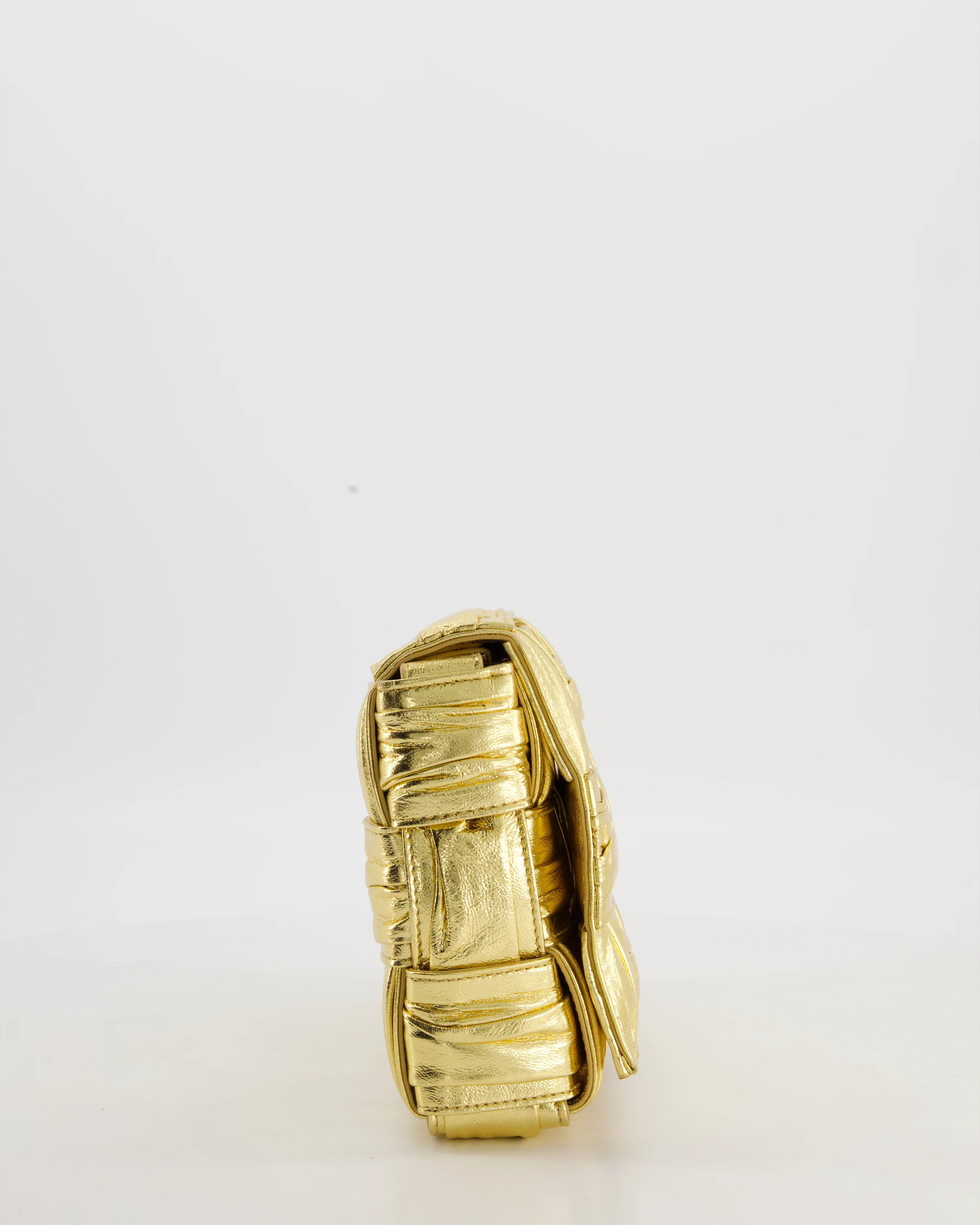 Bottega Veneta Cassette Padded Bag in Gold Metallic Calfskin Leather with Gold Hardware - Image 4