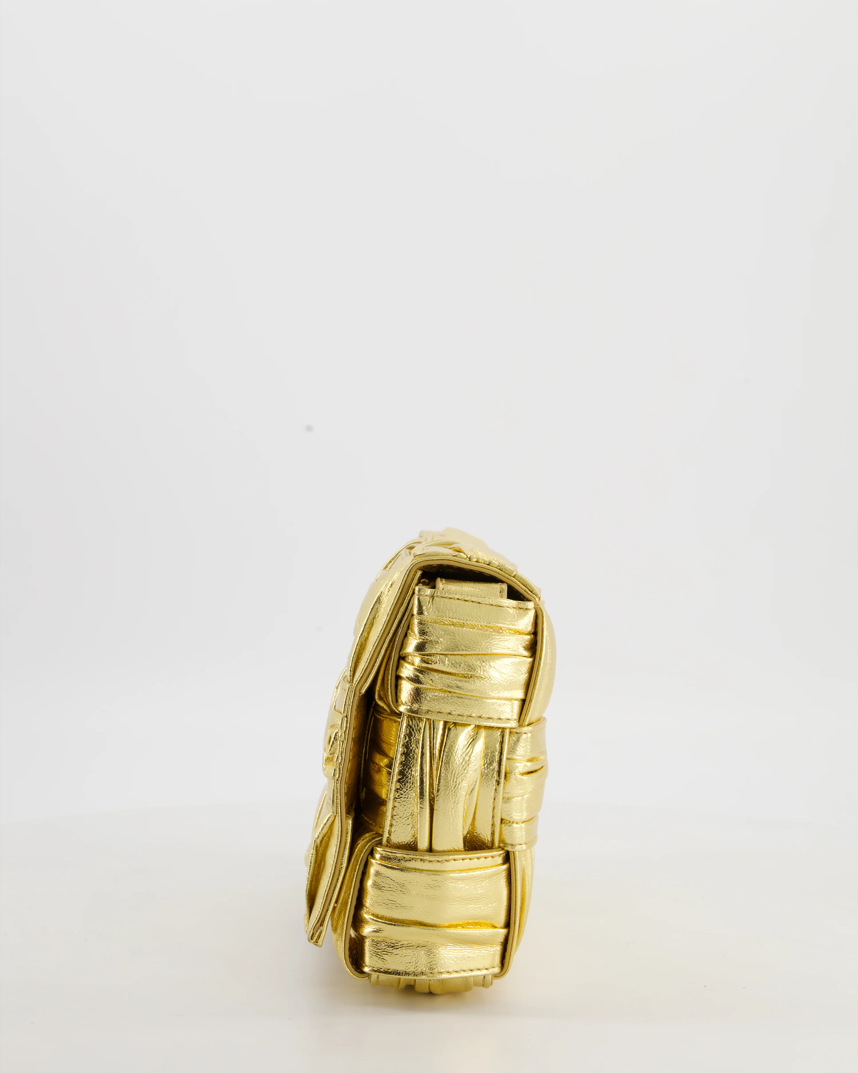 Bottega Veneta Cassette Padded Bag in Gold Metallic Calfskin Leather with Gold Hardware - Image 8