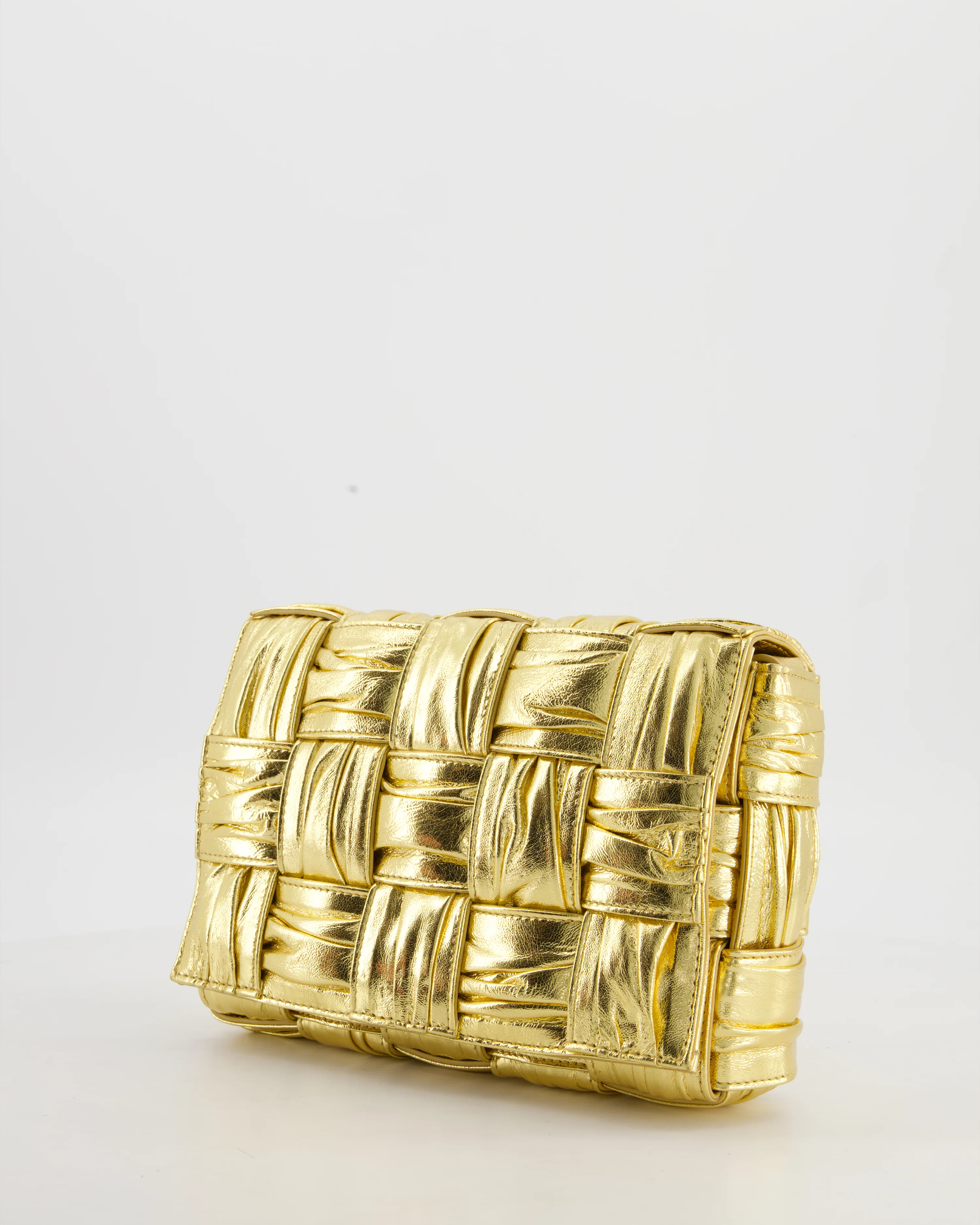 Bottega Veneta Cassette Padded Bag in Gold Metallic Calfskin Leather with Gold Hardware - Image 9