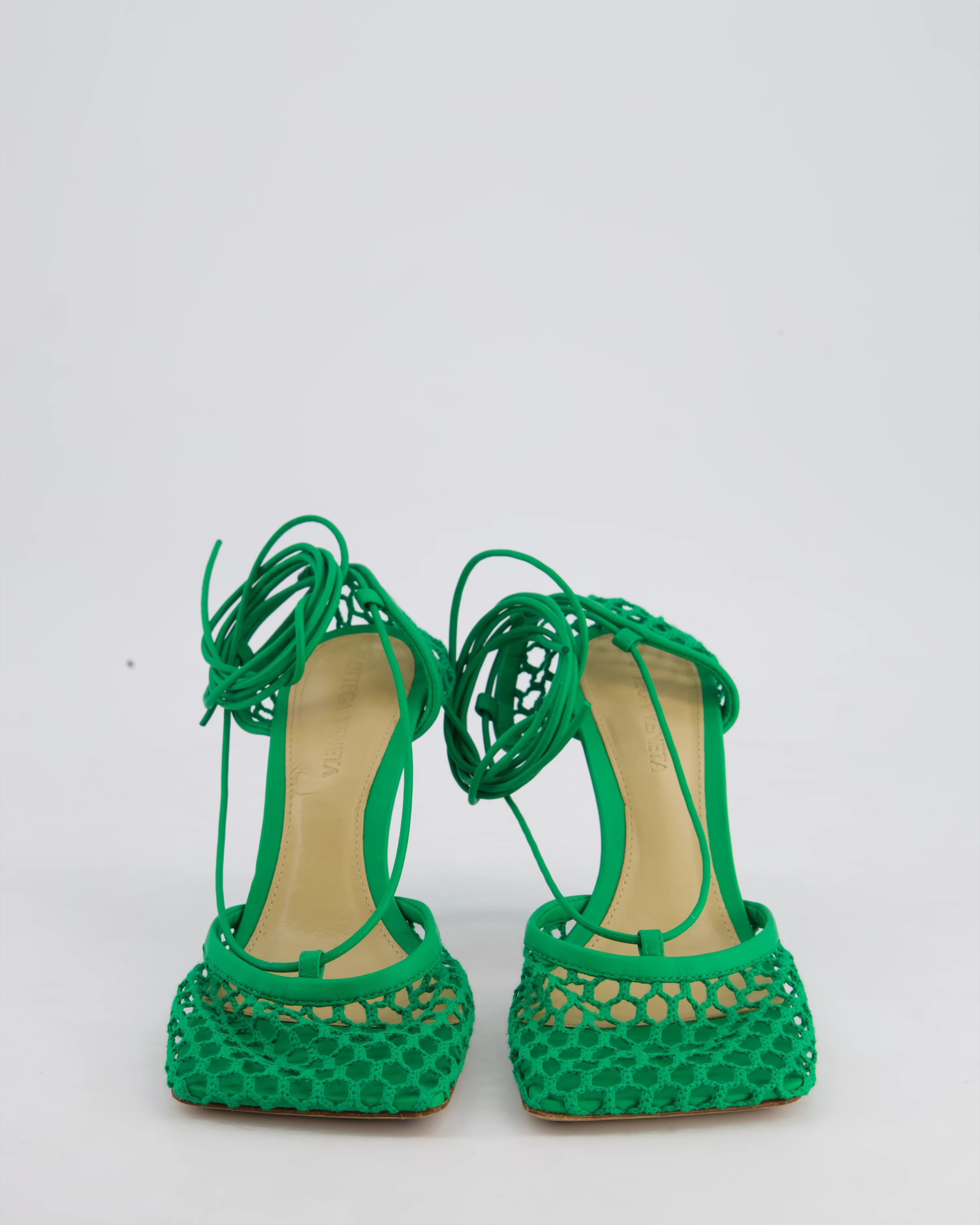 Bottega Veneta Green Wraparound Stretch Web Heels Size EU 35.5 - Image 3