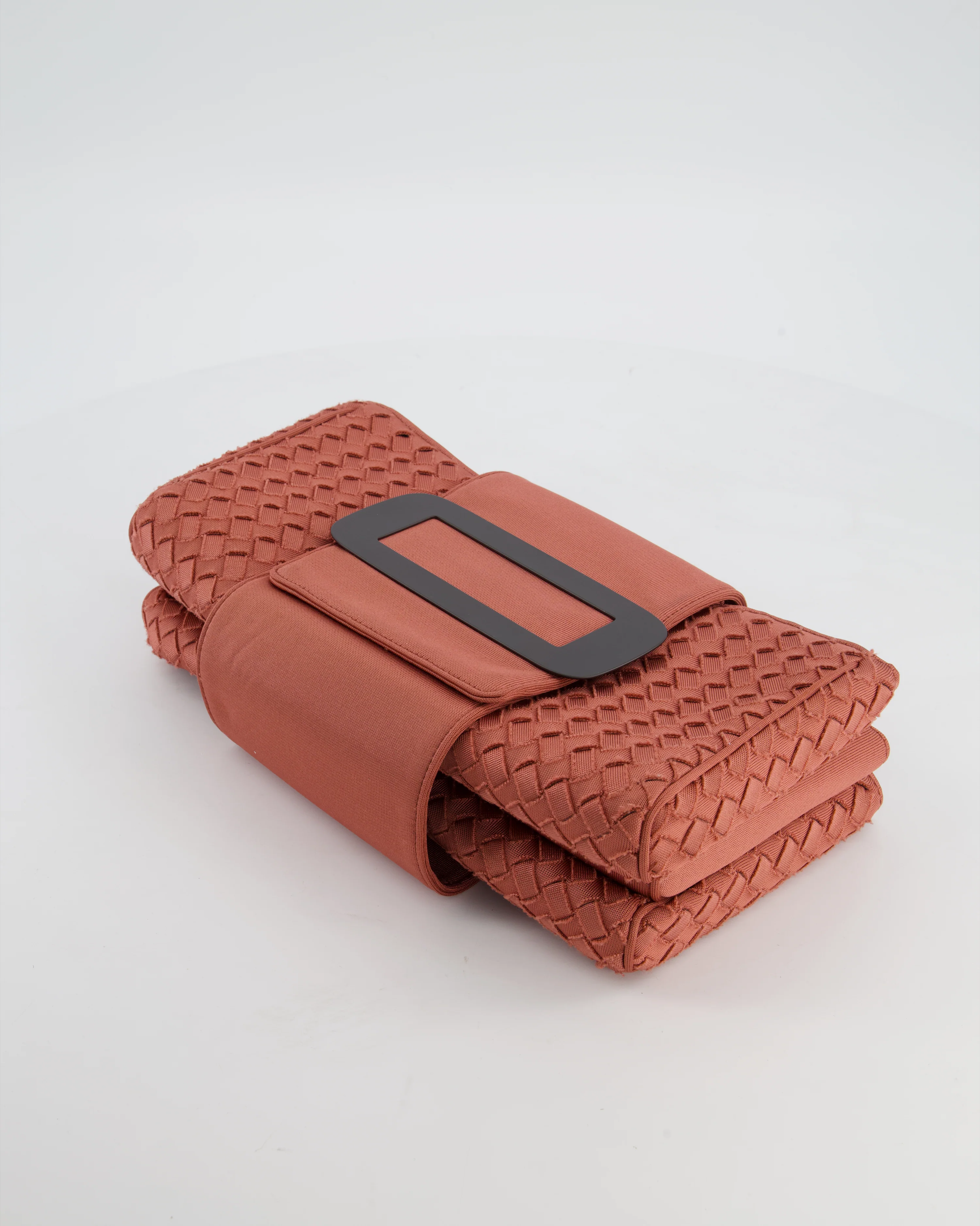 Bottega Veneta Pink Intrecciato Canvas Buckle Flap Bag with Black Hardware - Image 17