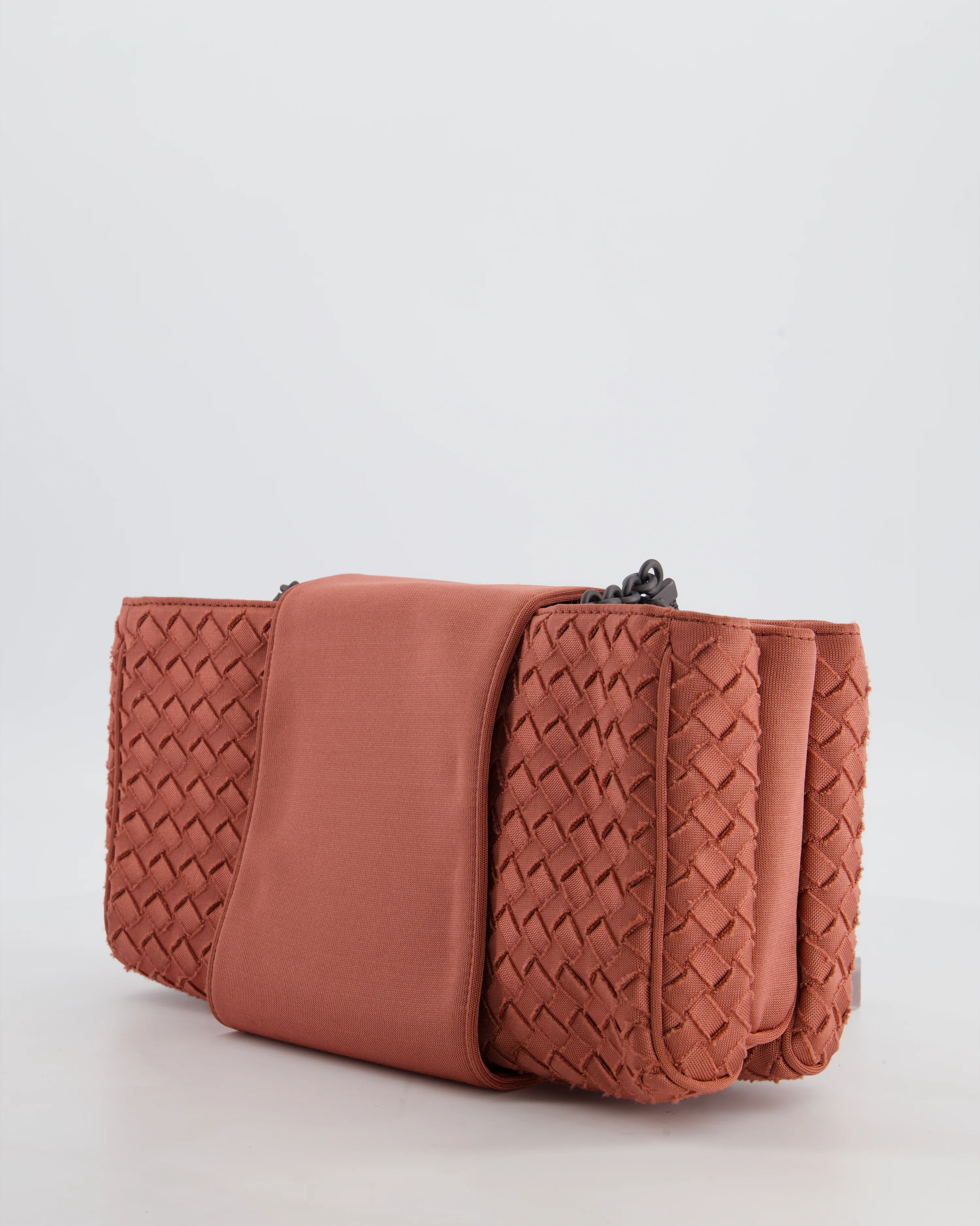 Bottega Veneta Pink Intrecciato Canvas Buckle Flap Bag with Black Hardware - Image 5