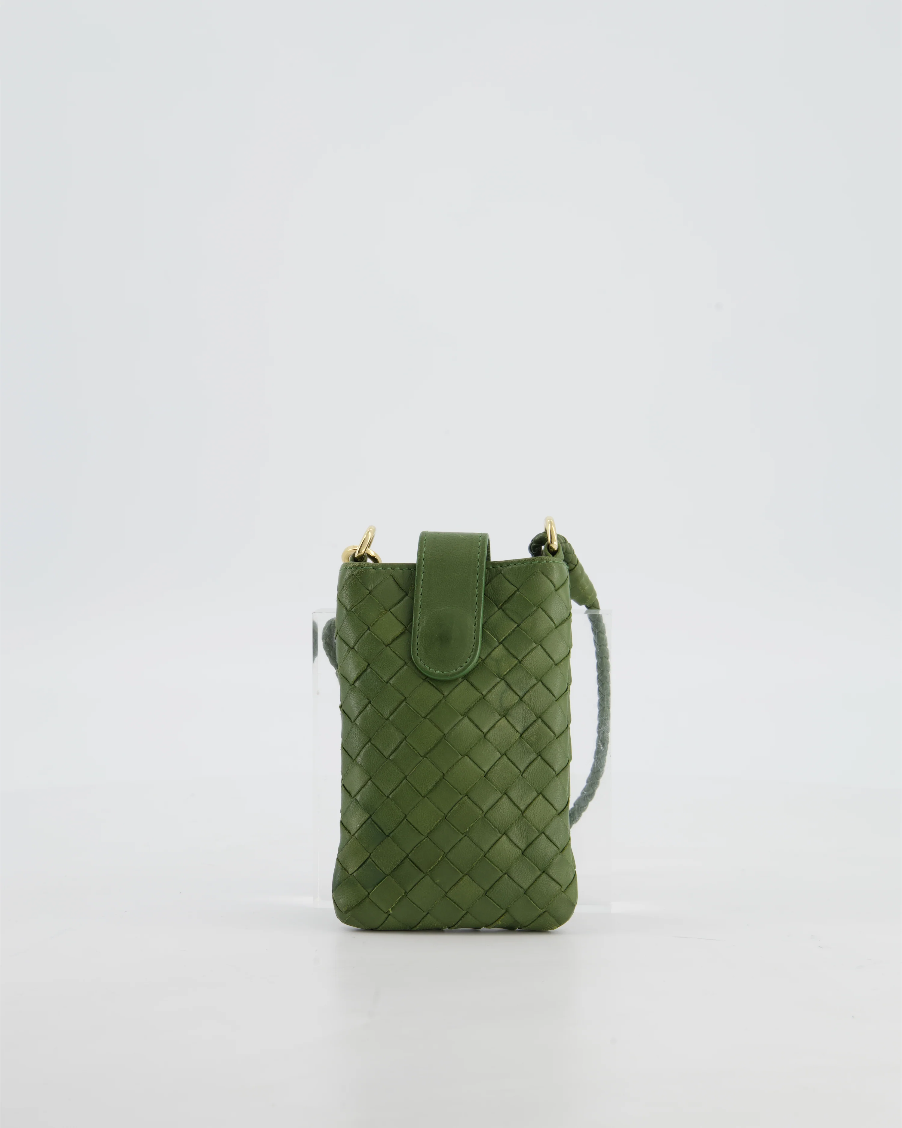 Bottega Veneta Mini Pouch in Khaki Intrecciato Leather with Gold Hardware - Image 10