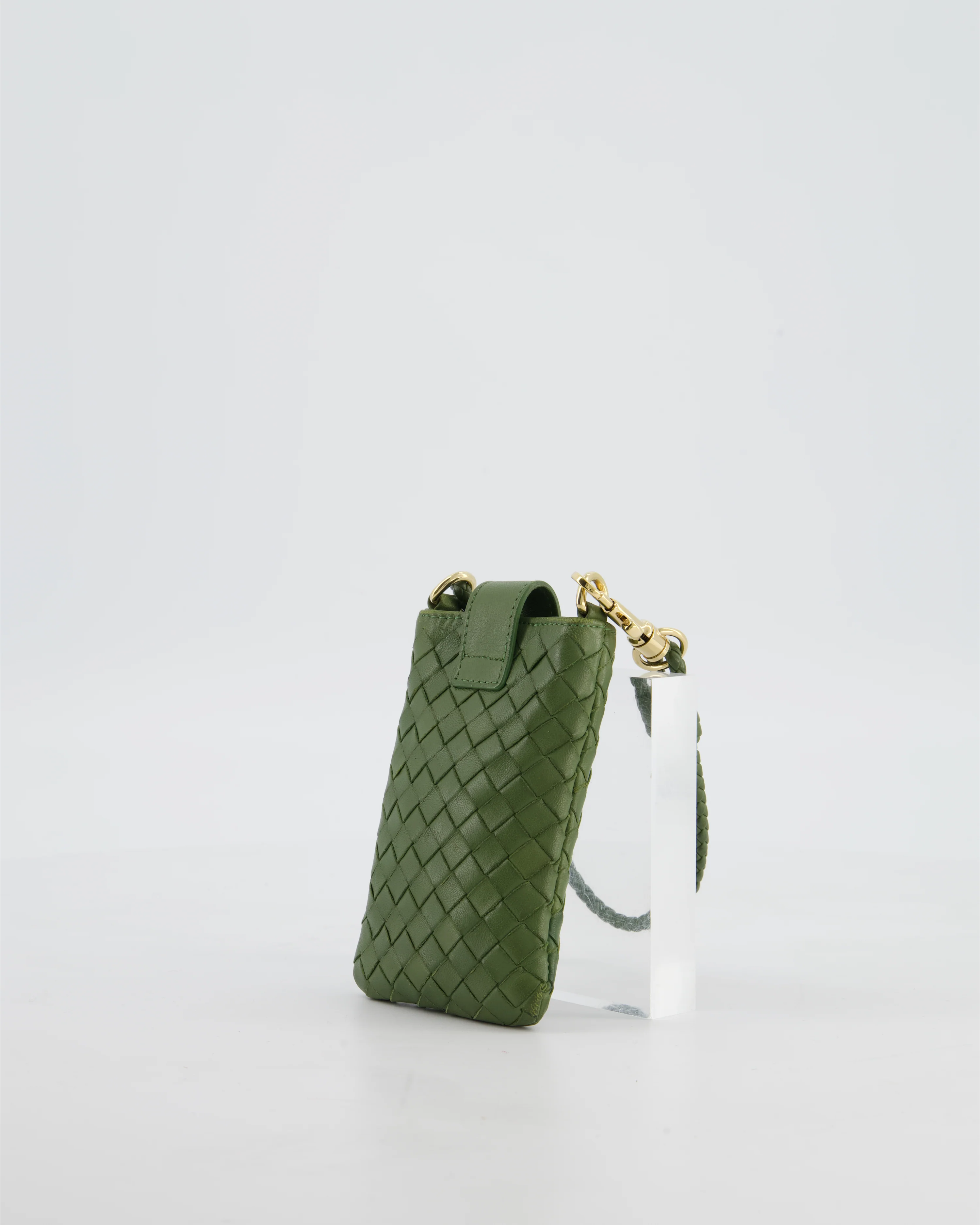Bottega Veneta Mini Pouch in Khaki Intrecciato Leather with Gold Hardware - Image 14