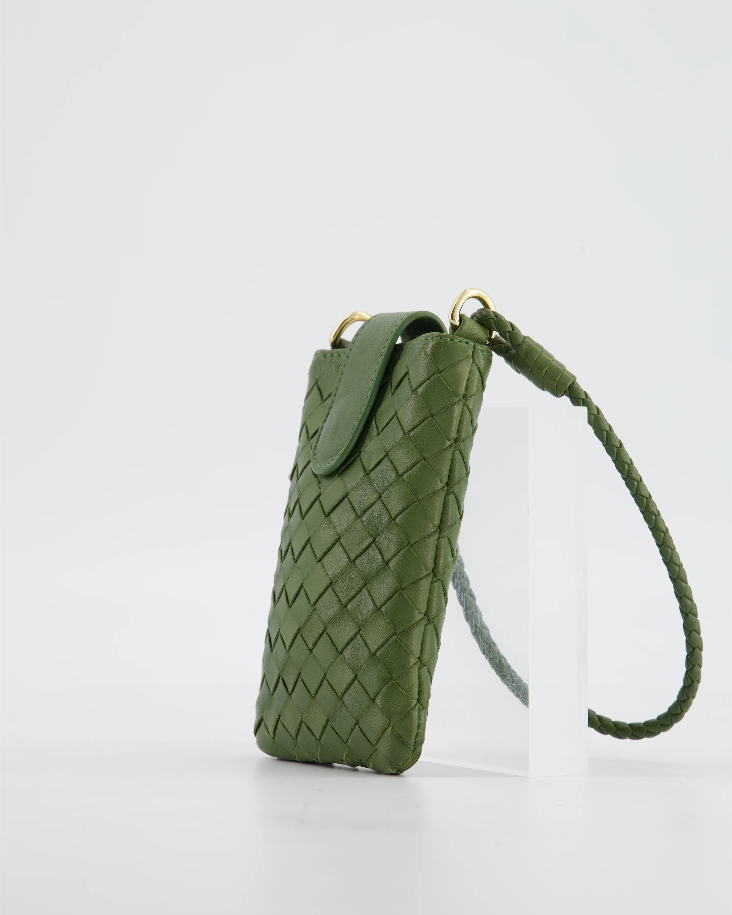 Bottega Veneta Mini Pouch in Khaki Intrecciato Leather with Gold Hardware - Image 16