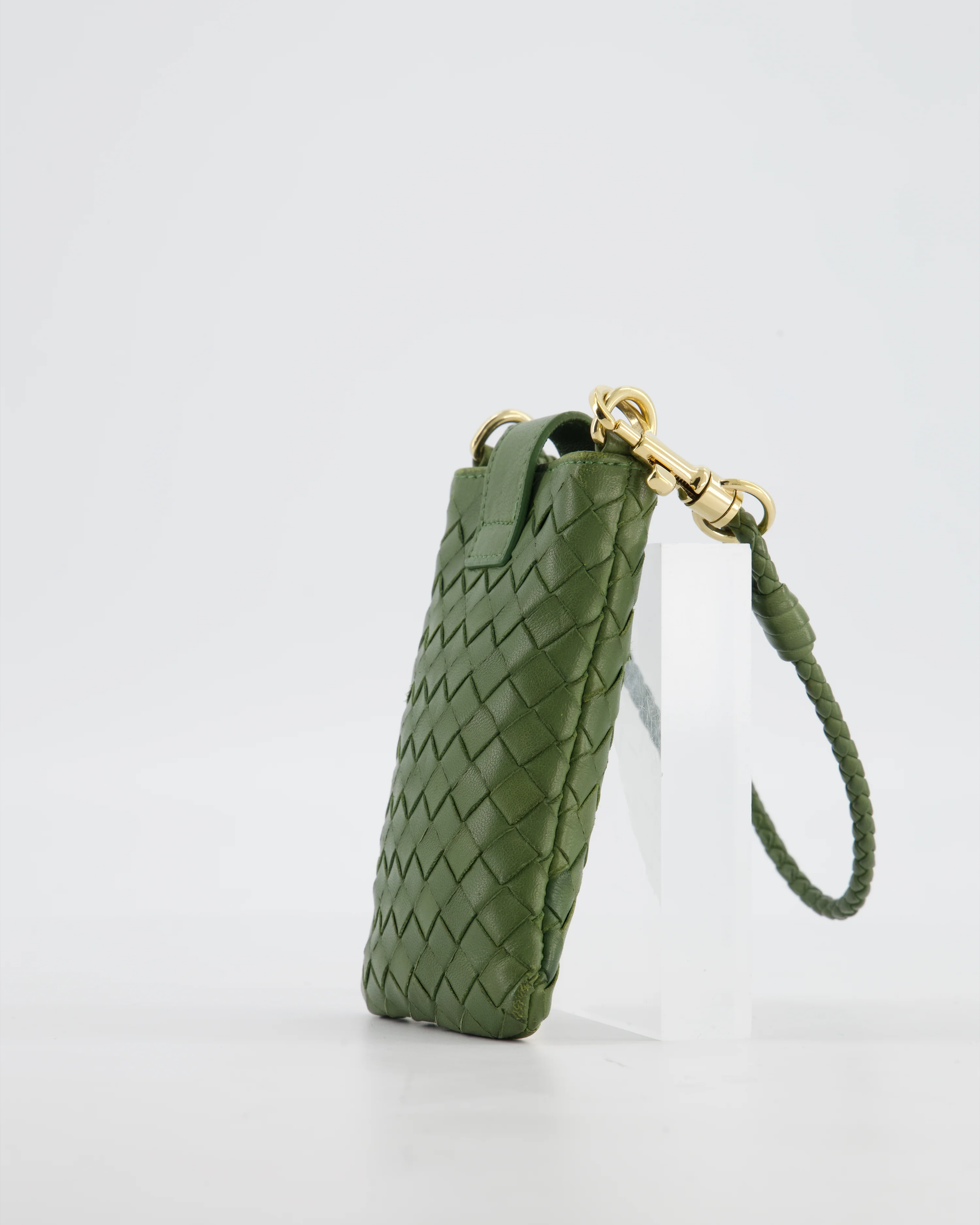 Bottega Veneta Mini Pouch in Khaki Intrecciato Leather with Gold Hardware - Image 17