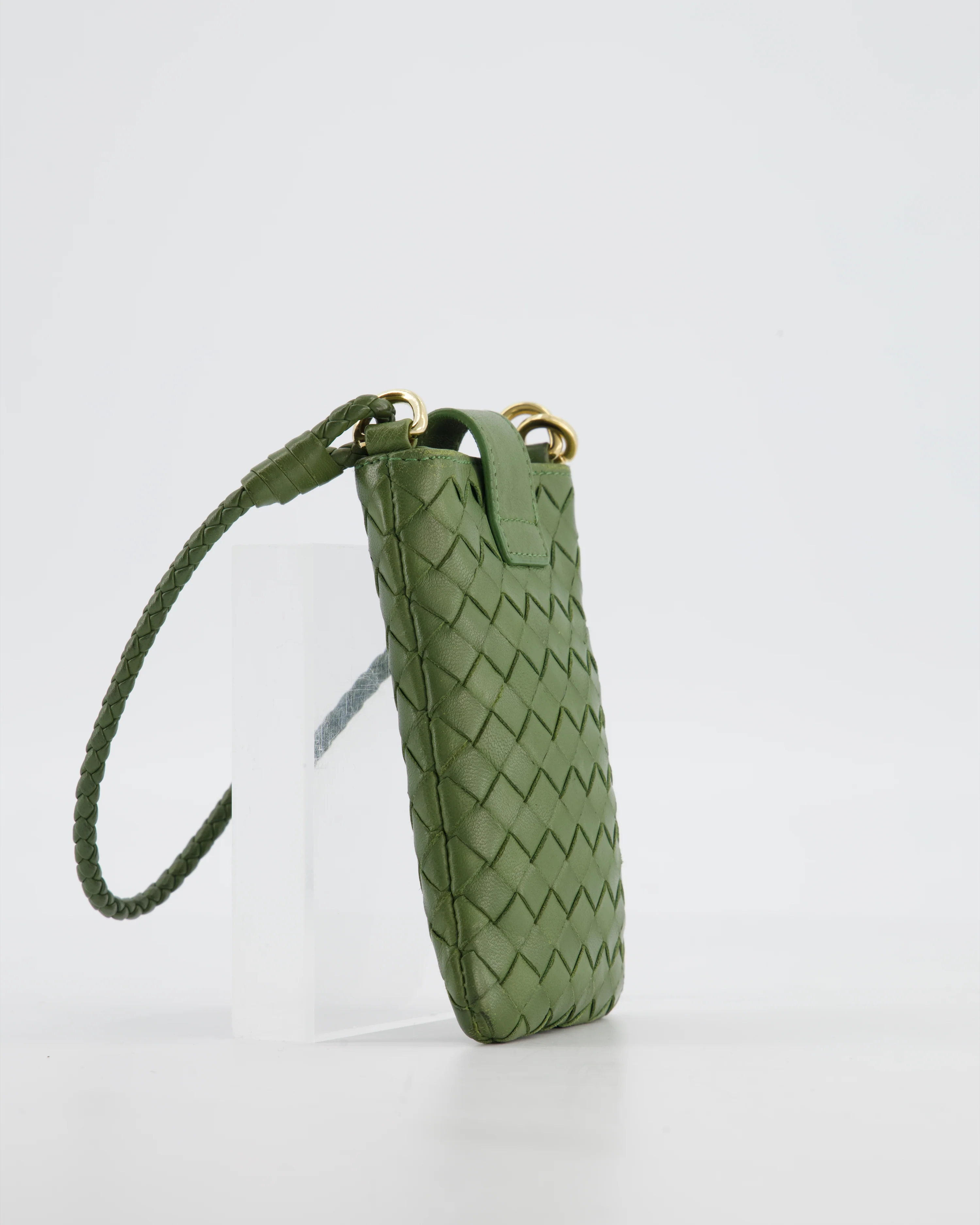 Bottega Veneta Mini Pouch in Khaki Intrecciato Leather with Gold Hardware - Image 18