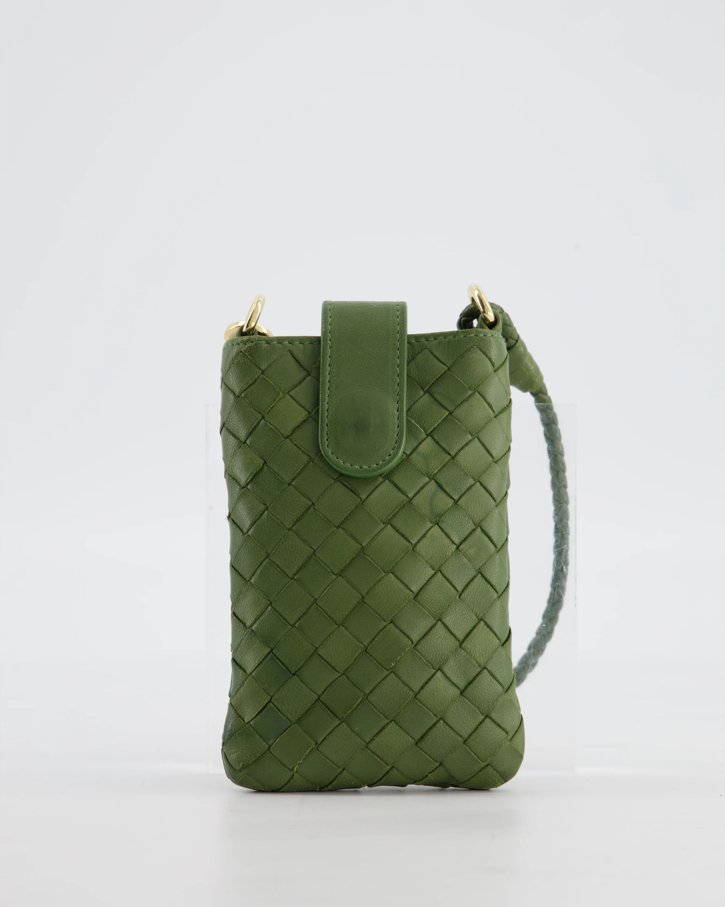 Bottega Veneta Mini Pouch in Khaki Intrecciato Leather with Gold Hardware - Image 19