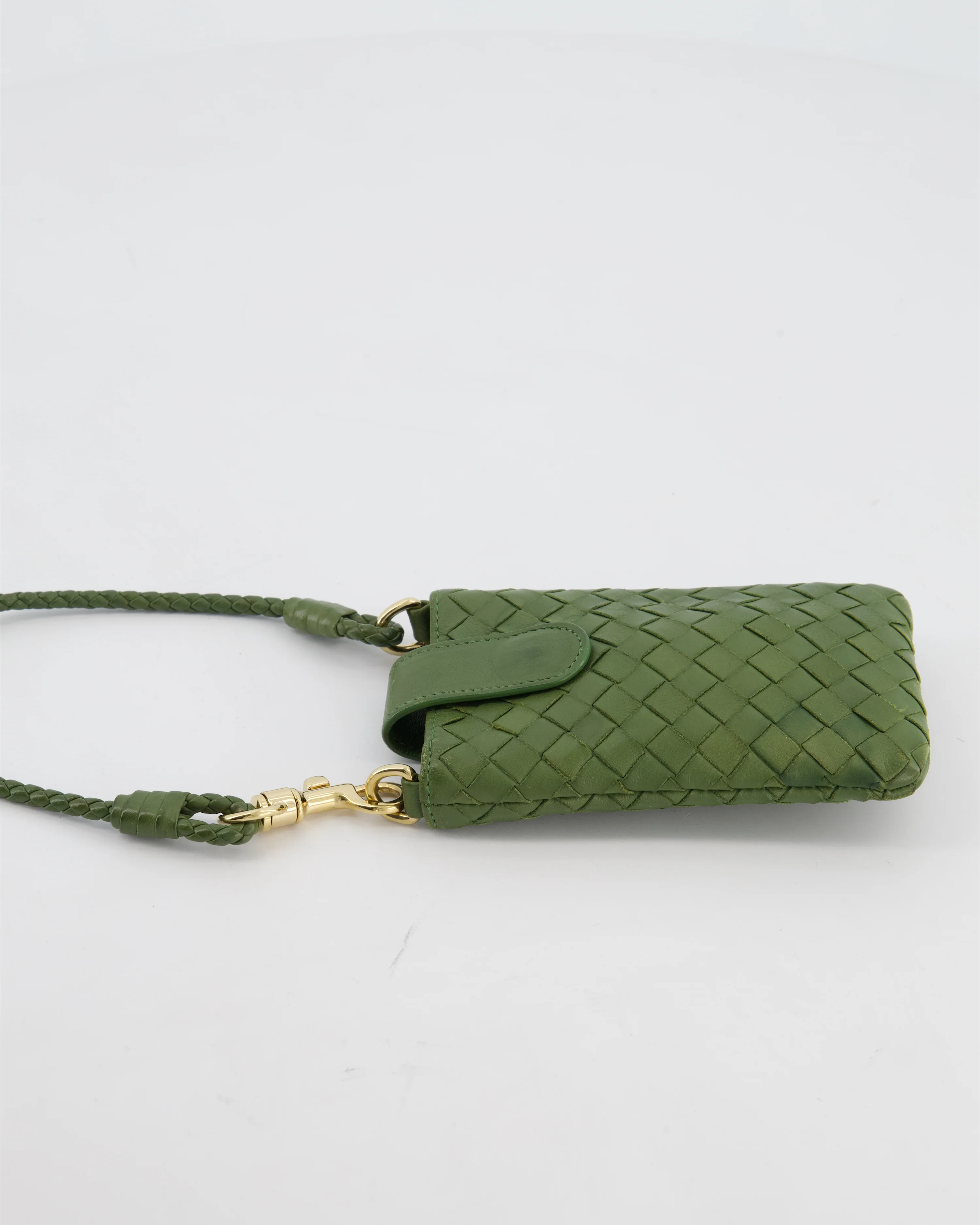 Bottega Veneta Mini Pouch in Khaki Intrecciato Leather with Gold Hardware - Image 20