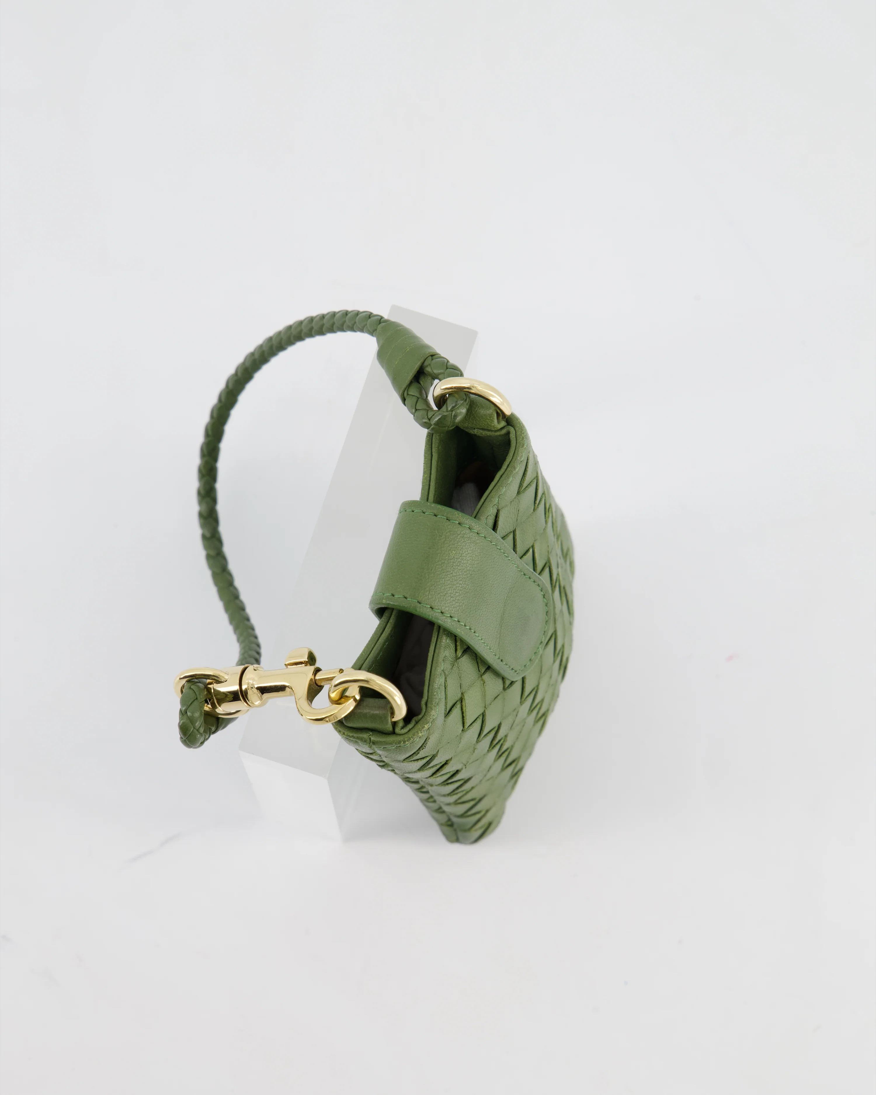 Bottega Veneta Mini Pouch in Khaki Intrecciato Leather with Gold Hardware - Image 23