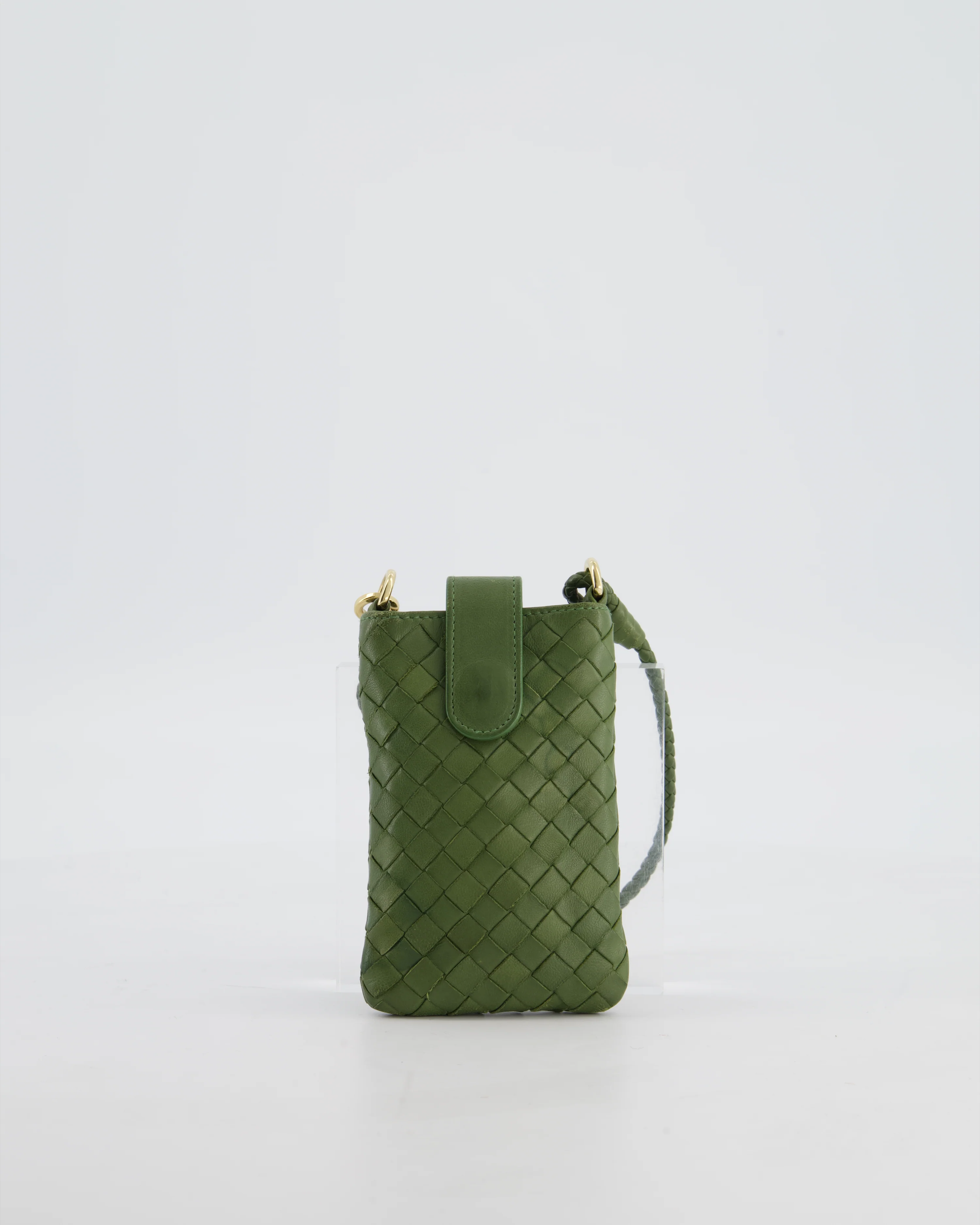 Bottega Veneta Mini Pouch in Khaki Intrecciato Leather with Gold Hardware - Image 3
