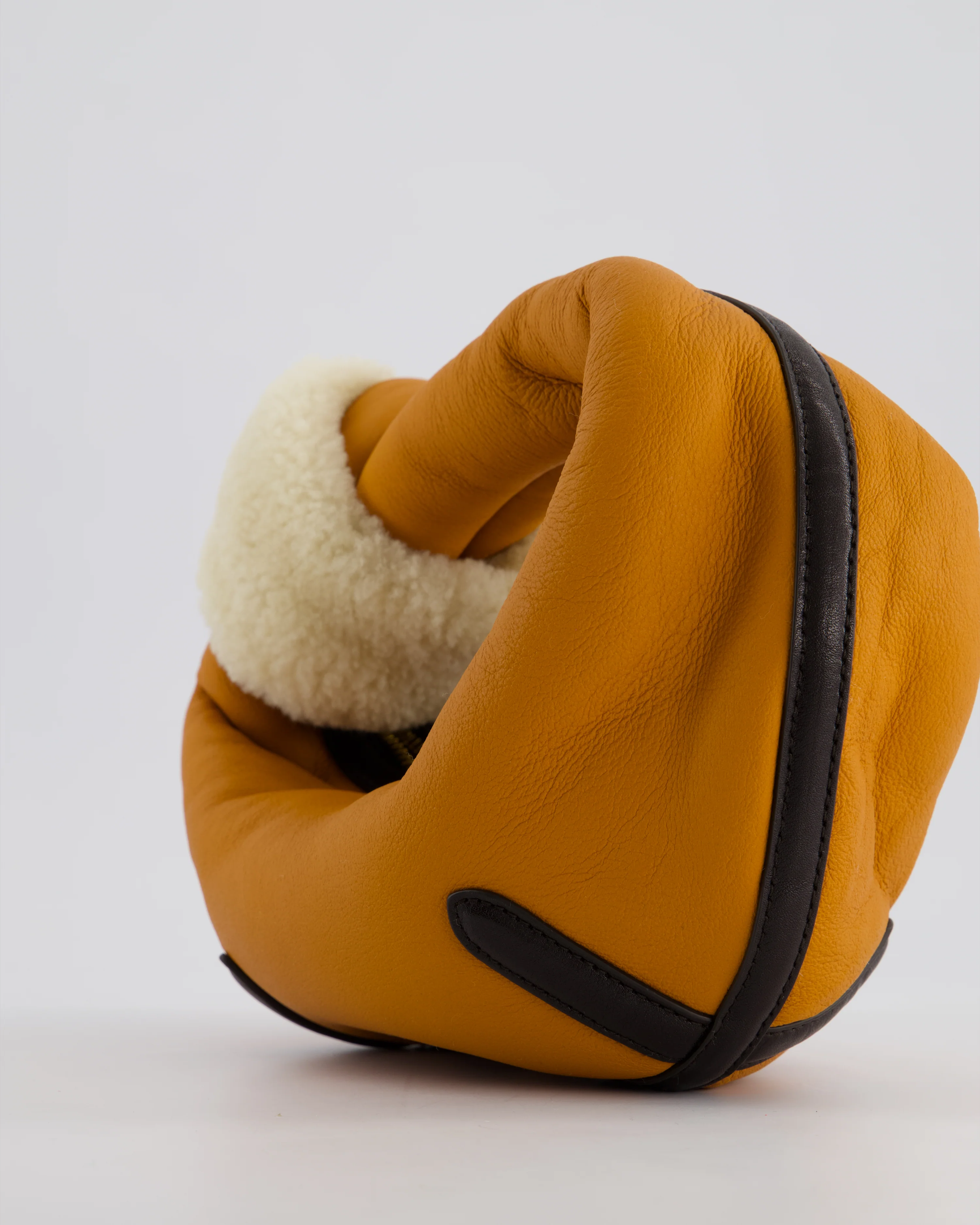 Bottega Veneta Orange & Brown Mini Jodie Bag with Shearling Aviator Detail RRP £2,240 - Image 11