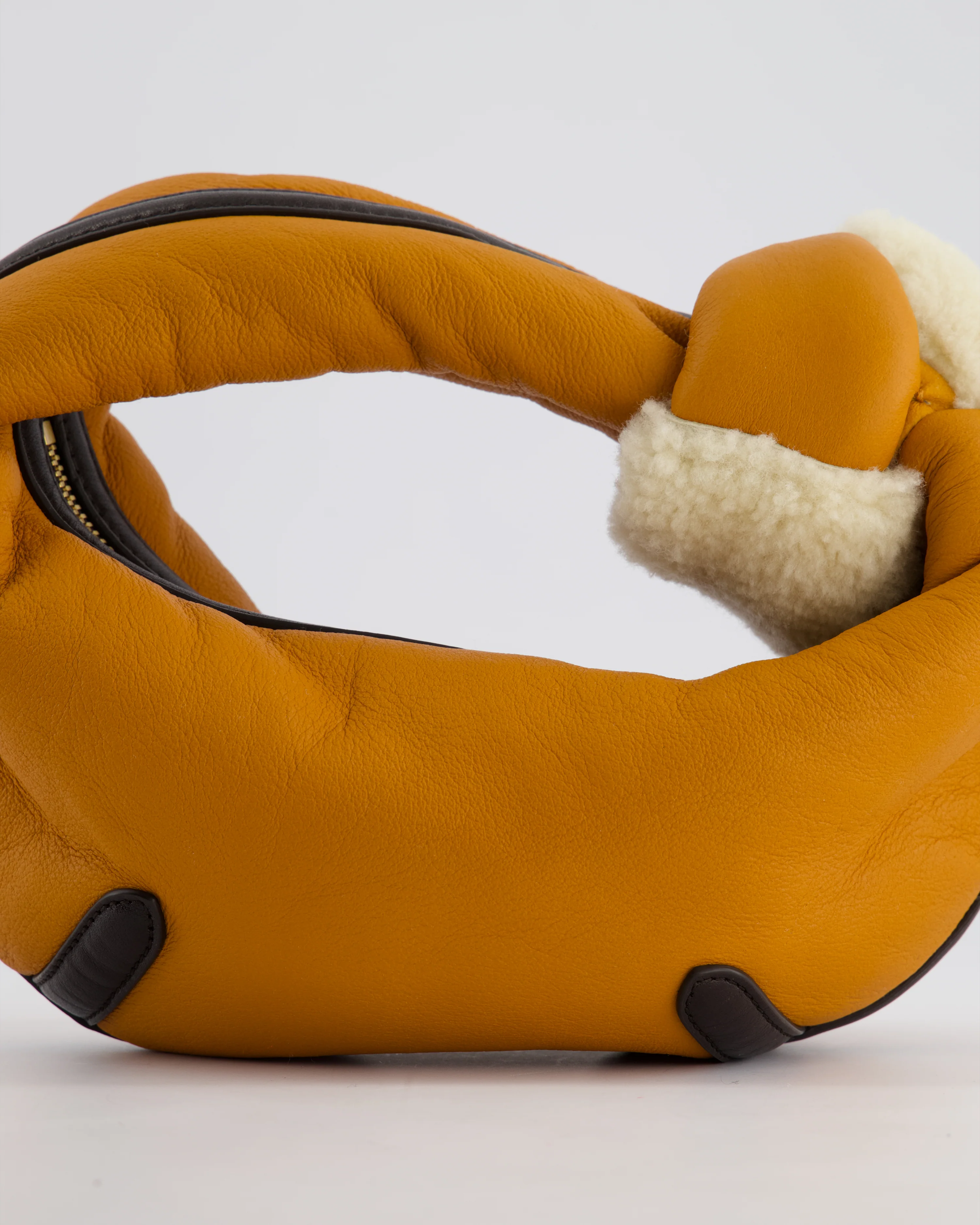 Bottega Veneta Orange & Brown Mini Jodie Bag with Shearling Aviator Detail RRP £2,240 - Image 13