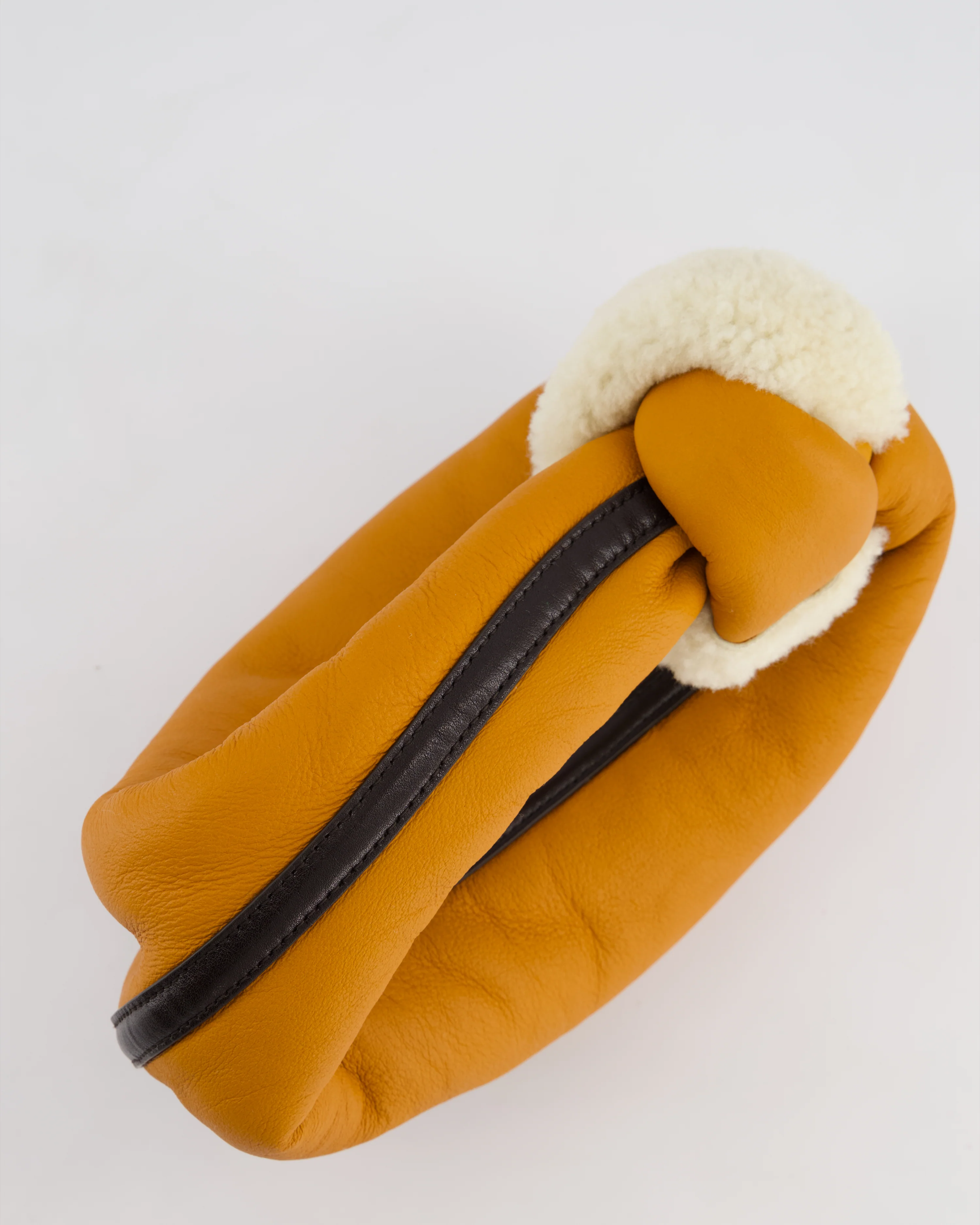 Bottega Veneta Orange & Brown Mini Jodie Bag with Shearling Aviator Detail RRP £2,240 - Image 14