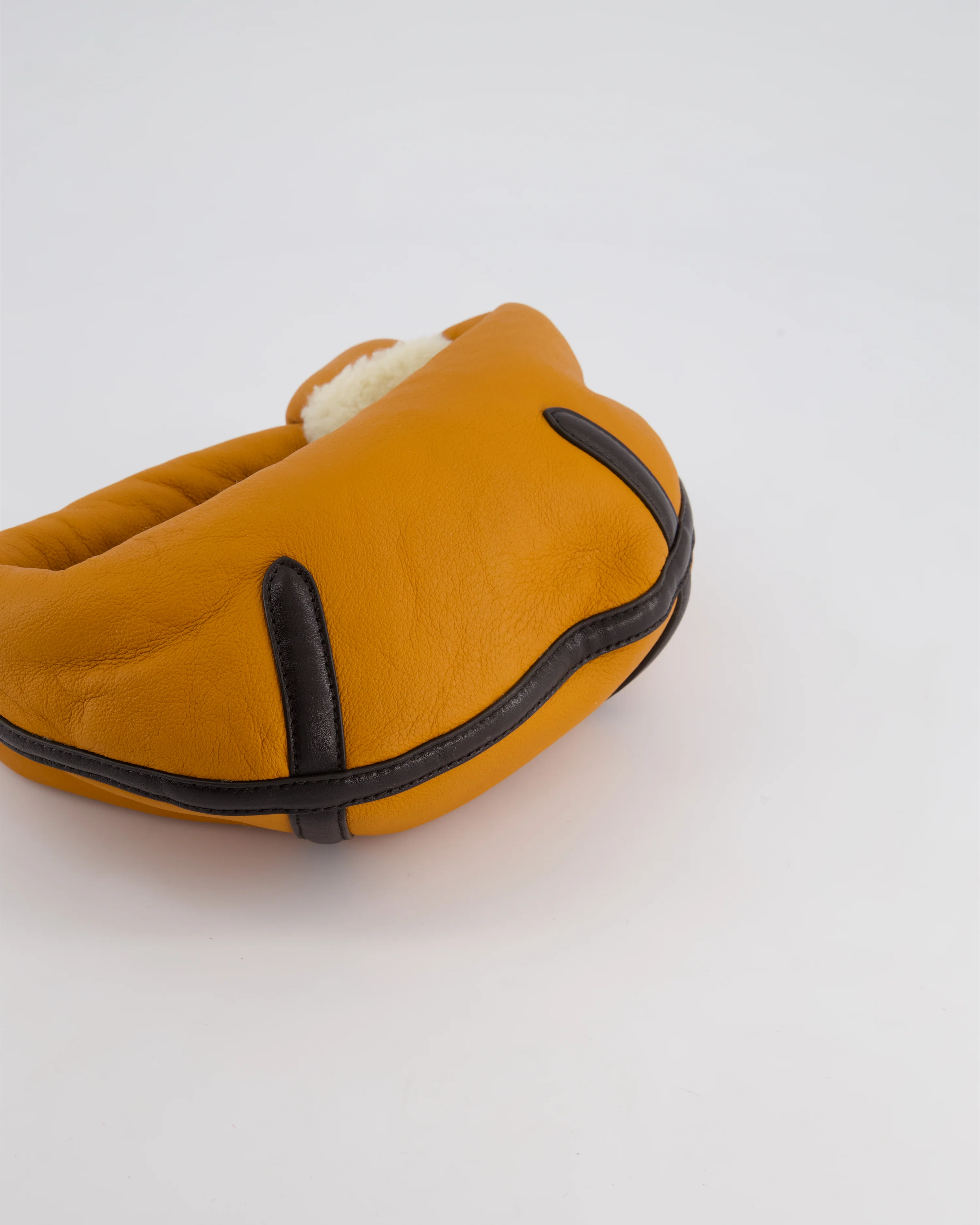 Bottega Veneta Orange & Brown Mini Jodie Bag with Shearling Aviator Detail RRP £2,240 - Image 15
