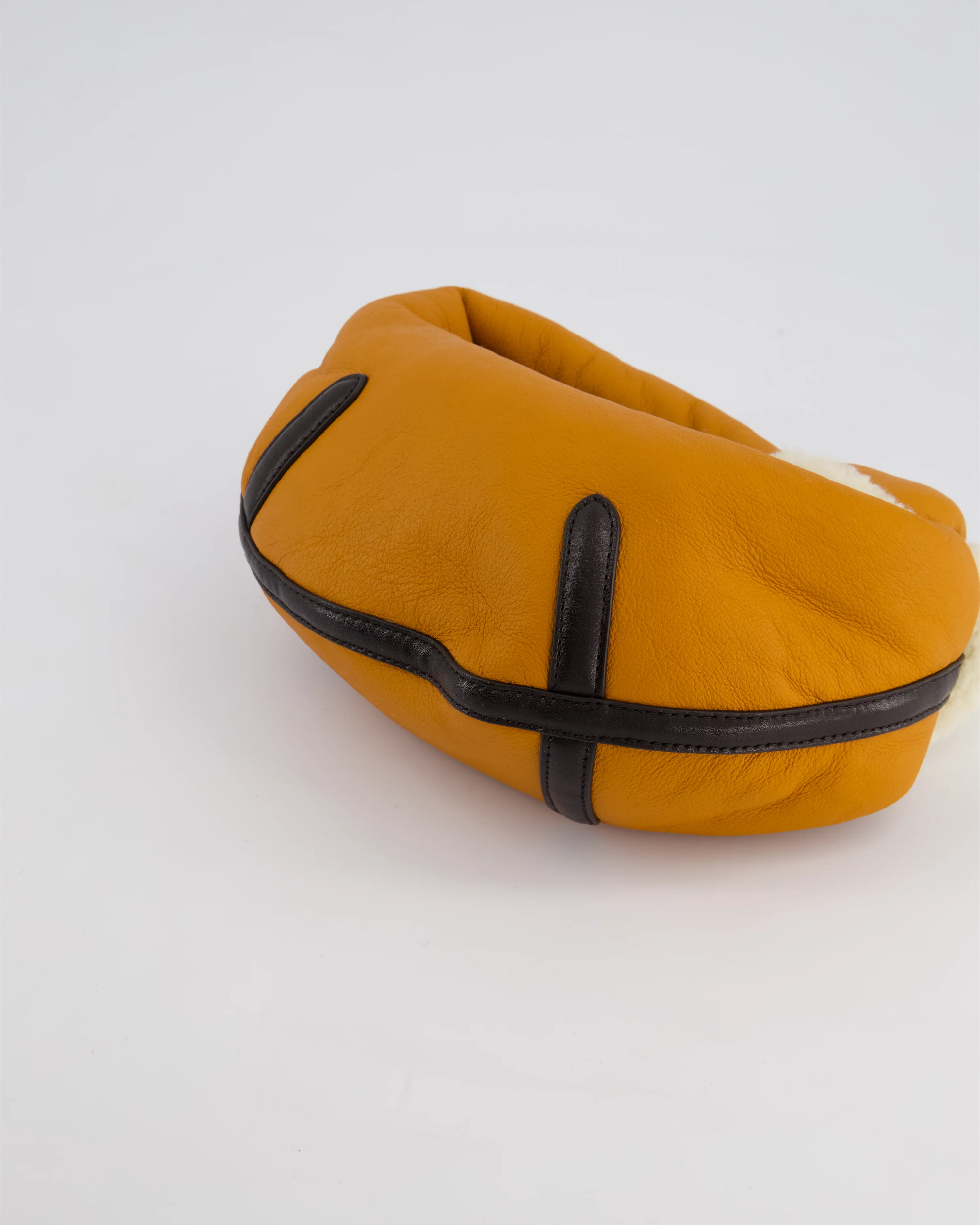 Bottega Veneta Orange & Brown Mini Jodie Bag with Shearling Aviator Detail RRP £2,240 - Image 17