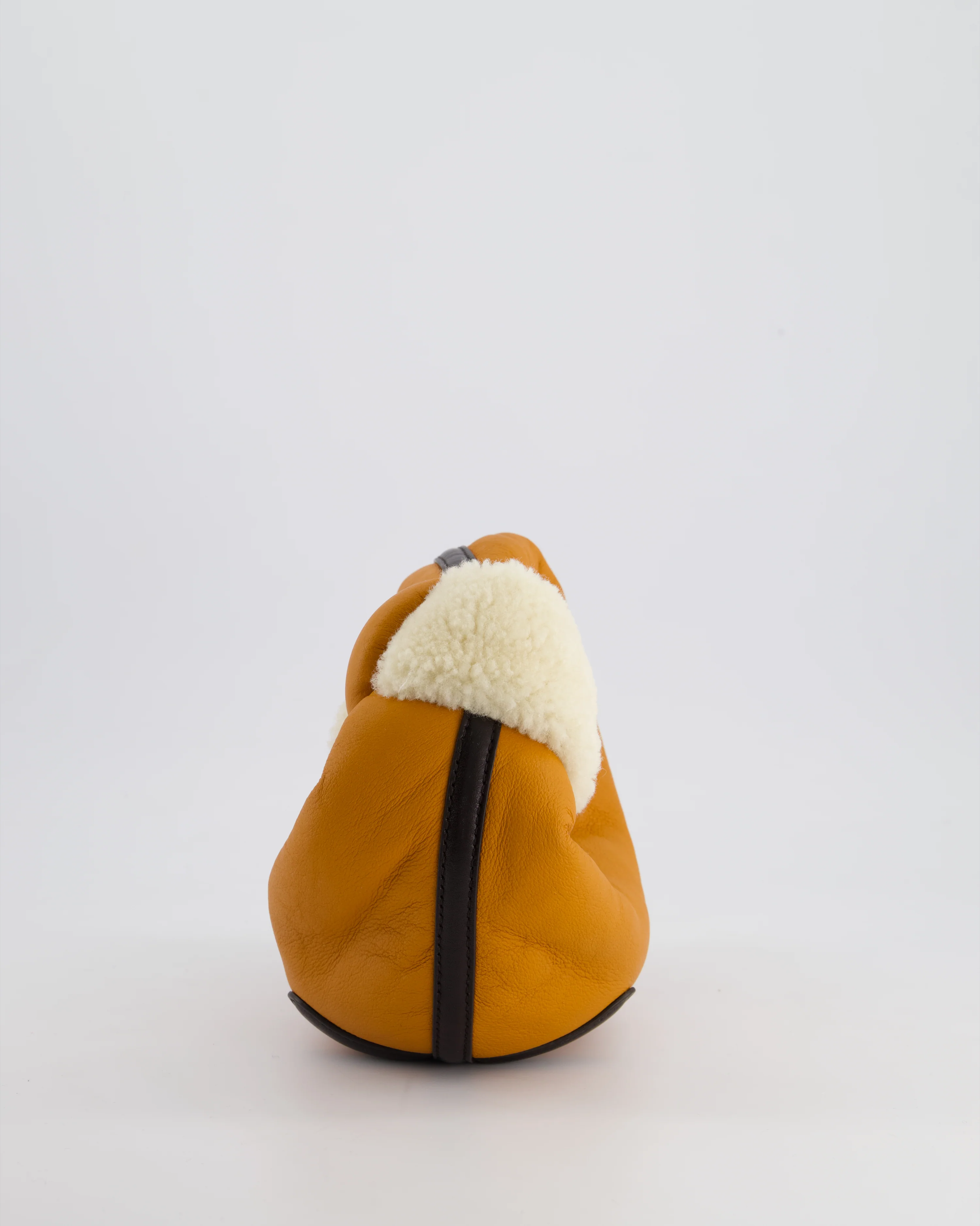 Bottega Veneta Orange & Brown Mini Jodie Bag with Shearling Aviator Detail RRP £2,240 - Image 7