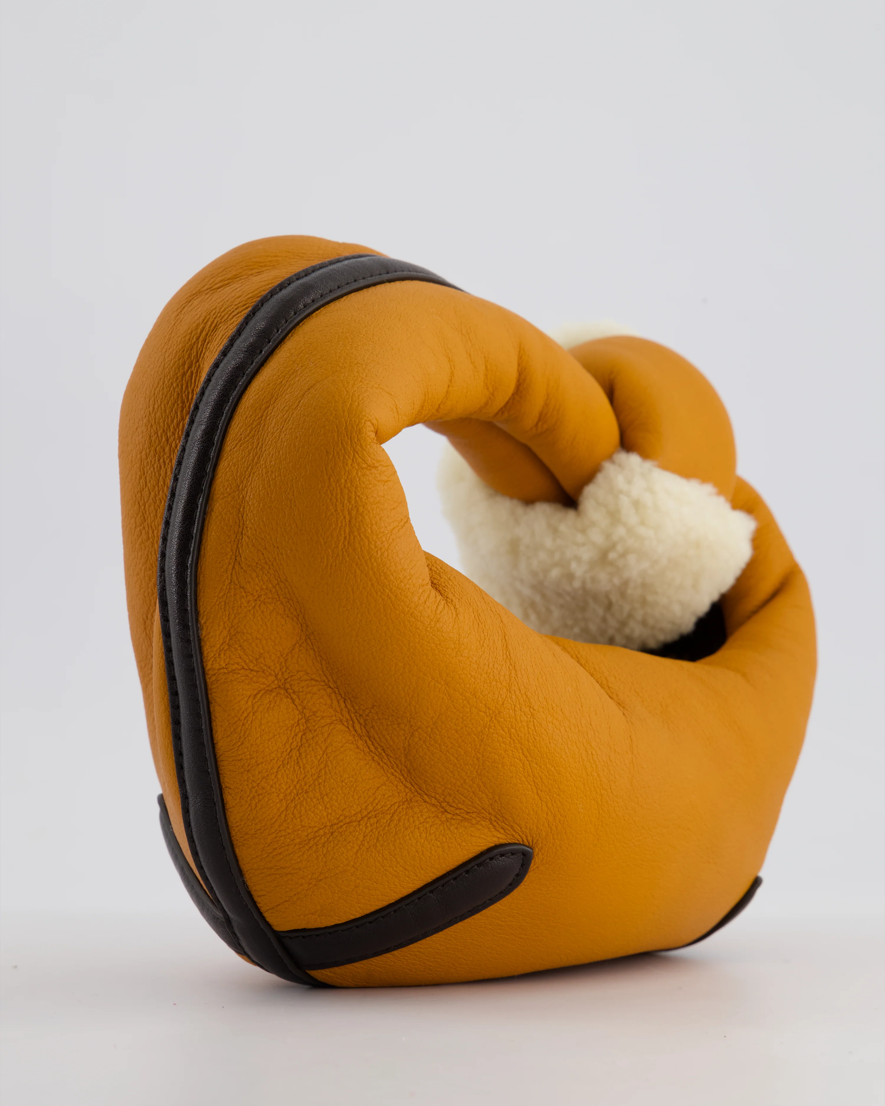 Bottega Veneta Orange & Brown Mini Jodie Bag with Shearling Aviator Detail RRP £2,240 - Image 9
