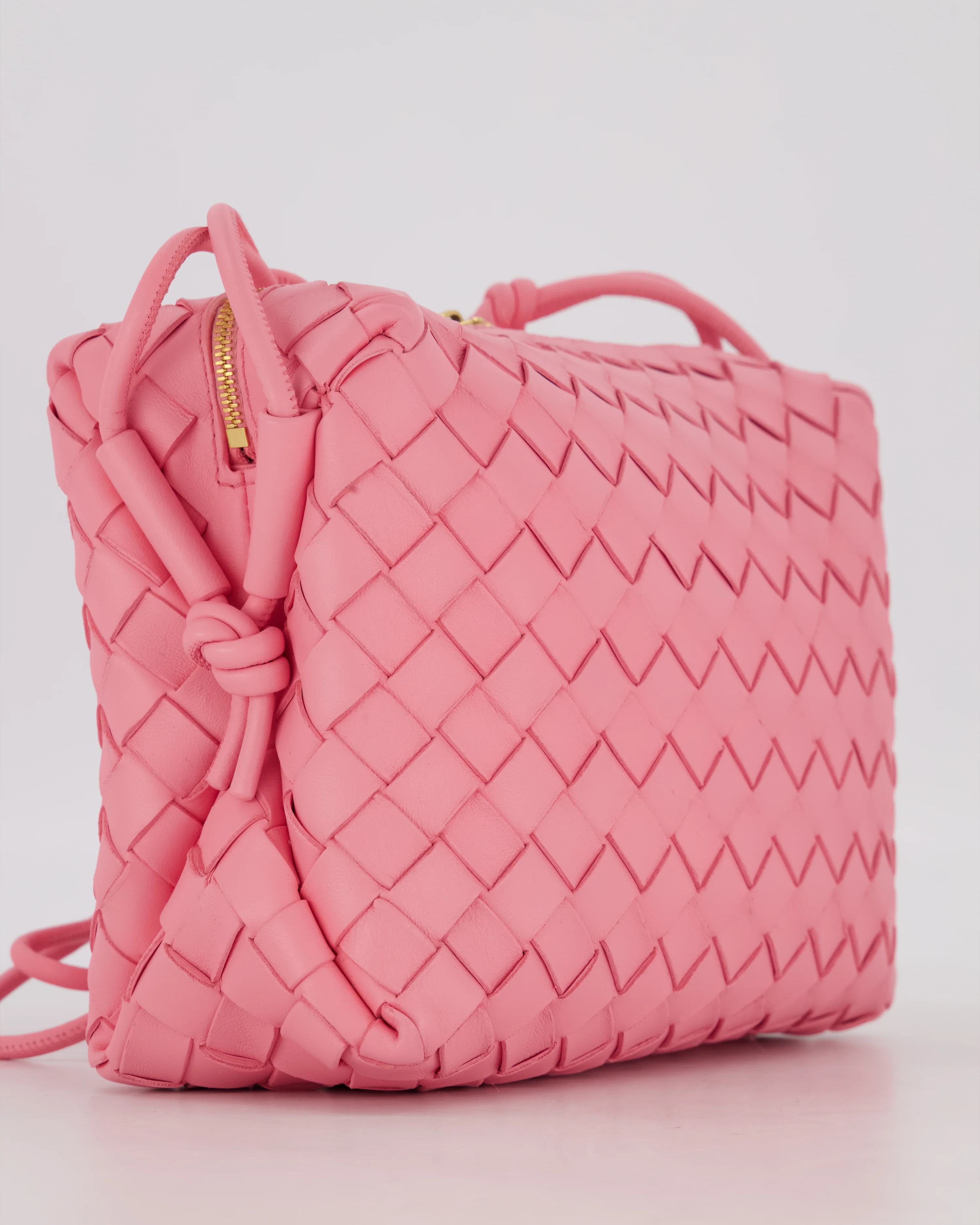 Bottega Veneta Pink Medium Loop Intrecciato Camera Bag in Lambskin Leather - Image 13