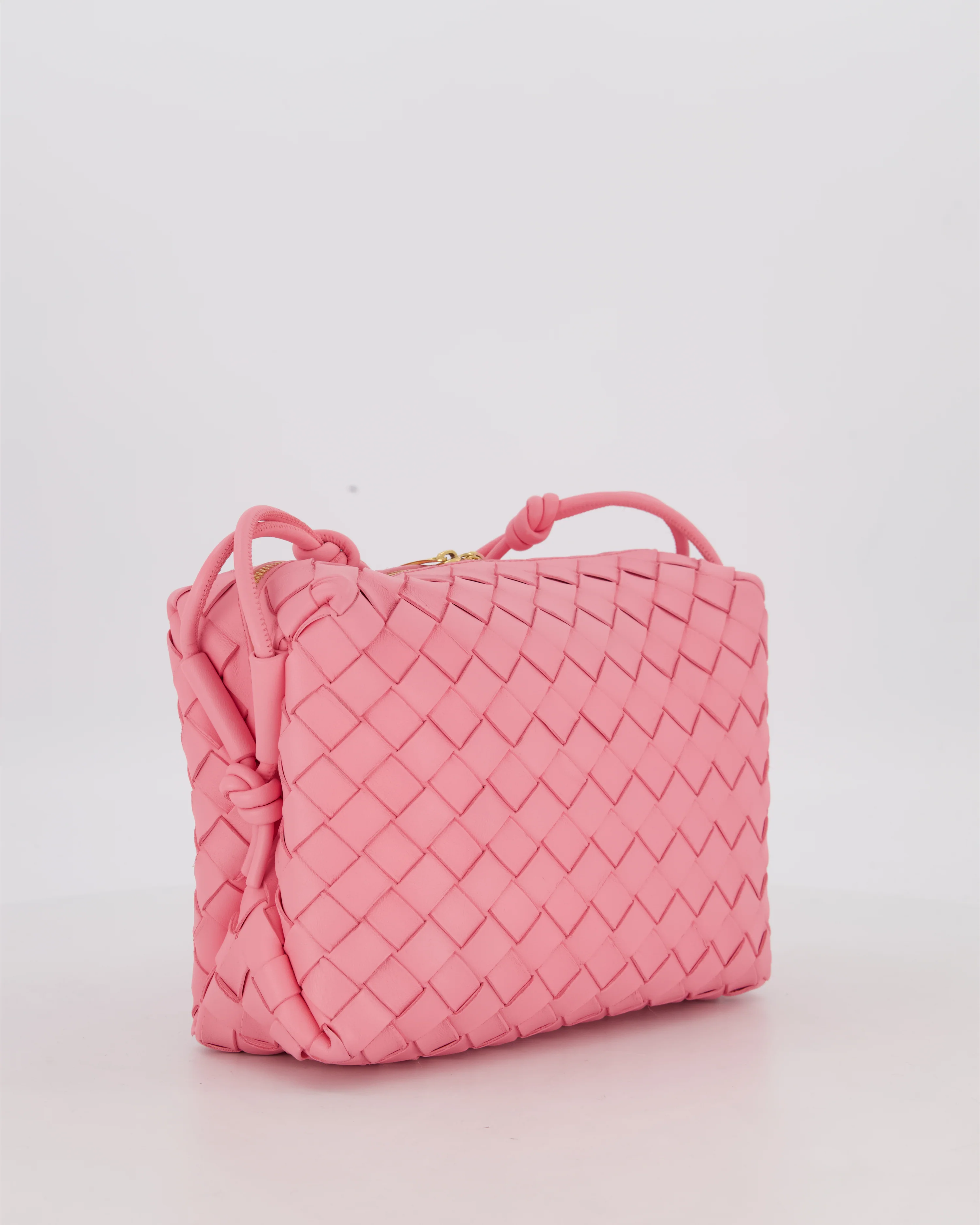 Bottega Veneta Pink Medium Loop Intrecciato Camera Bag in Lambskin Leather - Image 7