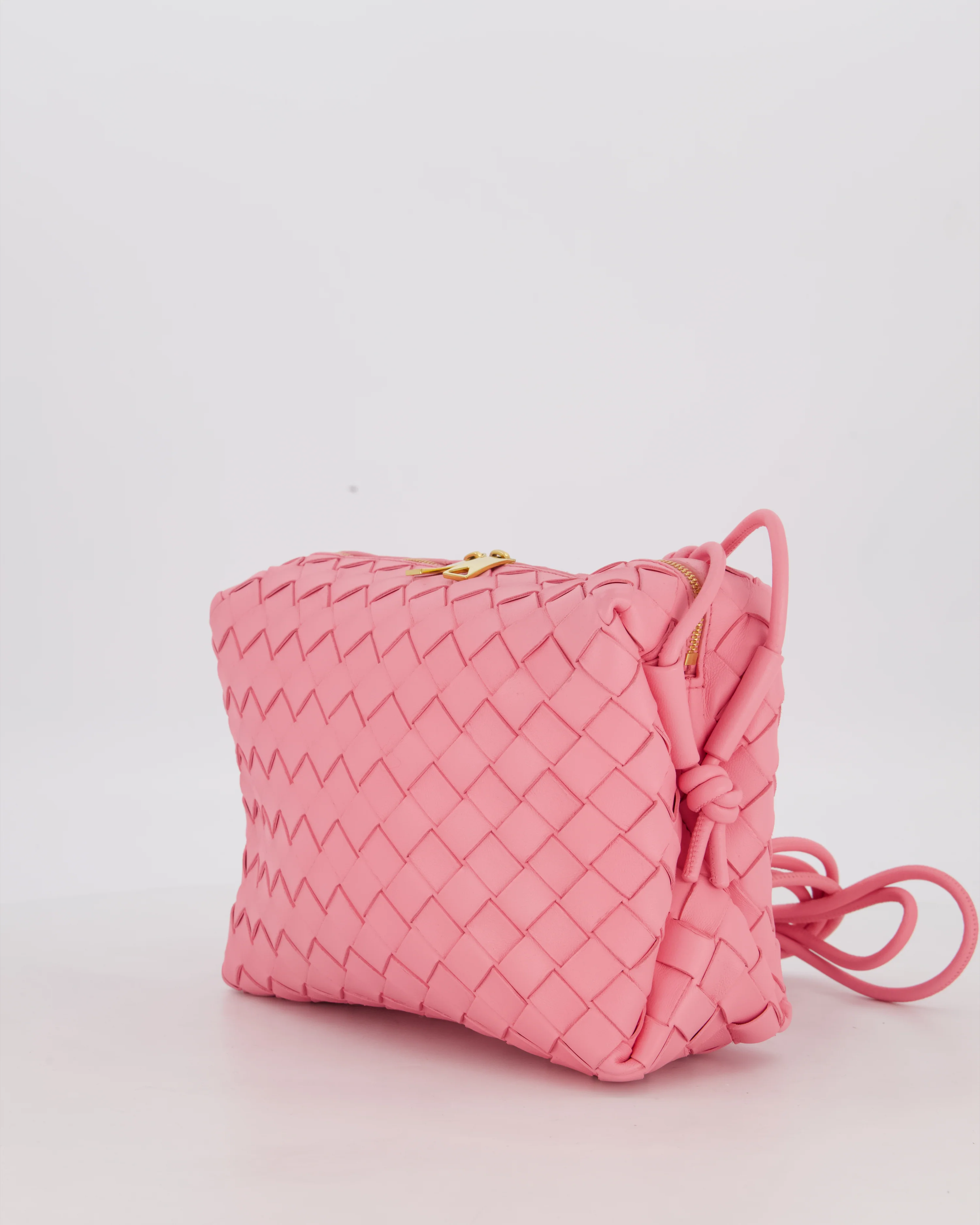 Bottega Veneta Pink Medium Loop Intrecciato Camera Bag in Lambskin Leather - Image 9