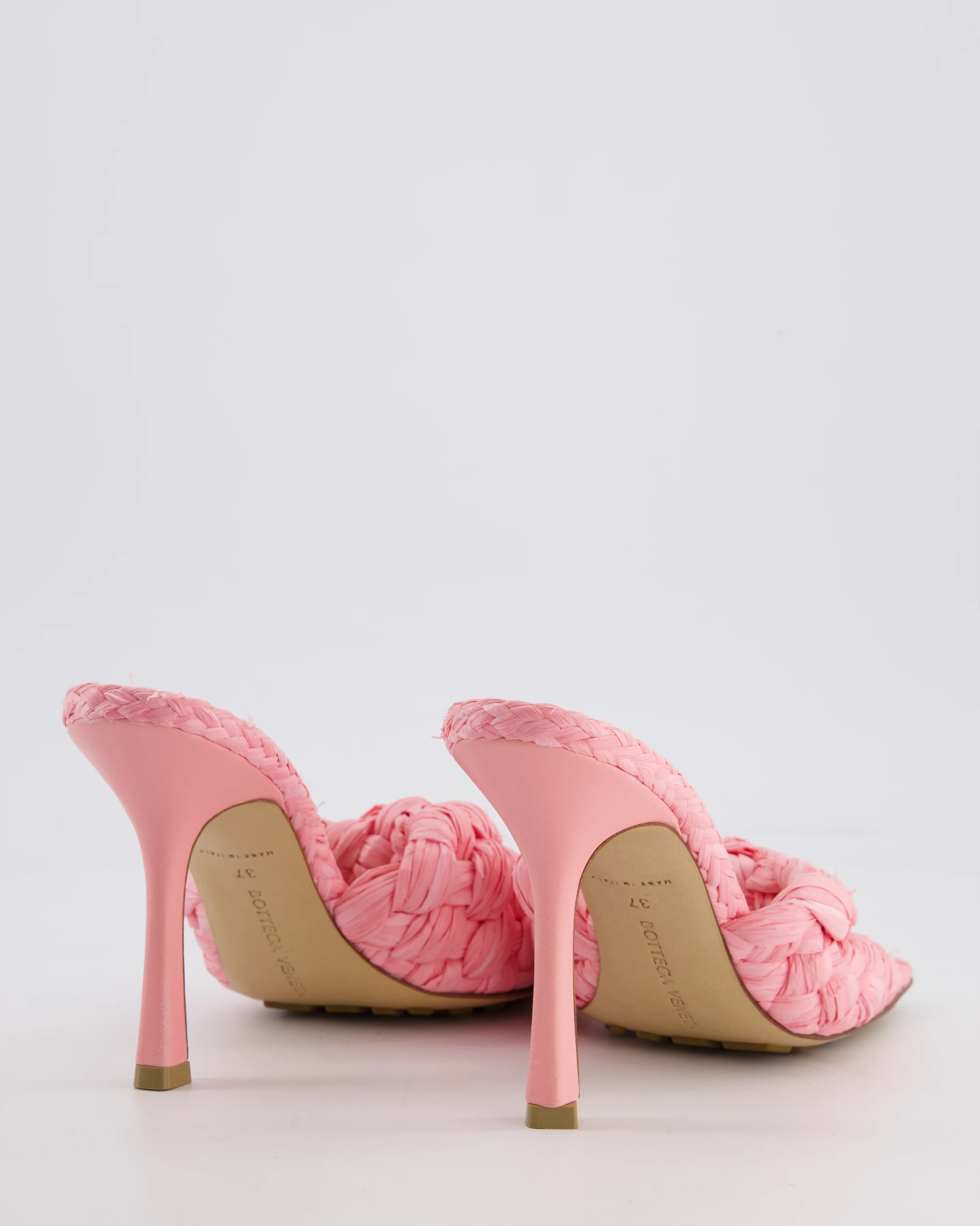 Bottega Veneta Pink Woven Raffia Stretch Slide Mules Size EU 37 - Image 3