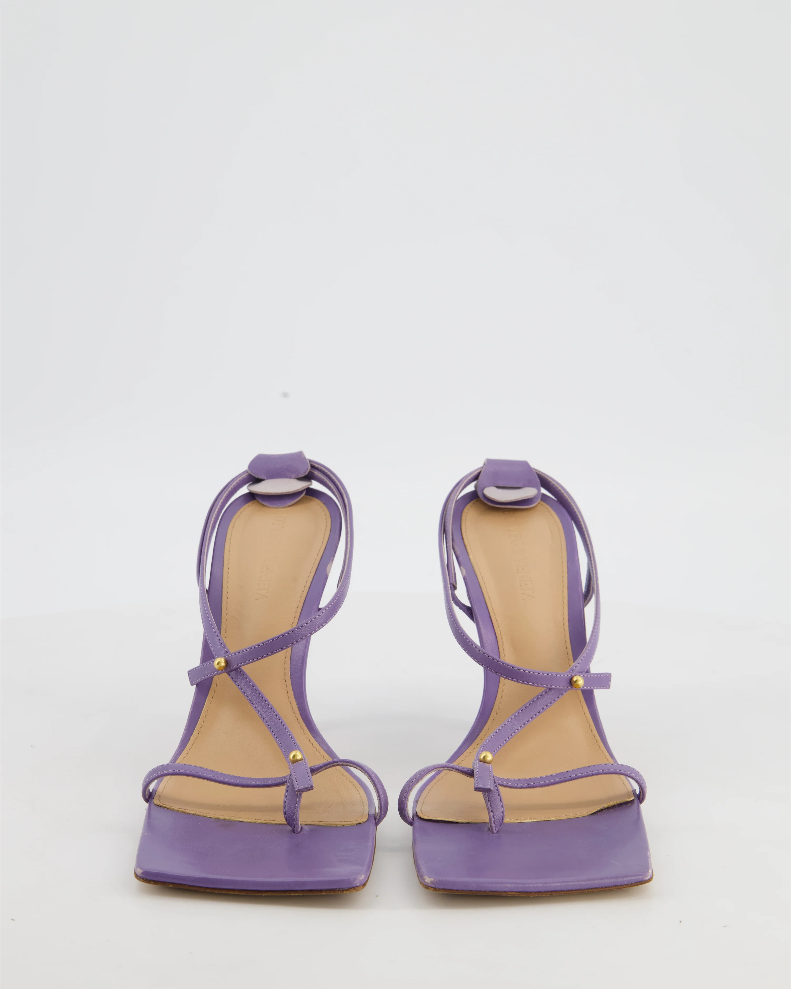 Bottega Veneta Purple Heels Sandals Shoes with Square Toes EU 37.5 - Image 4