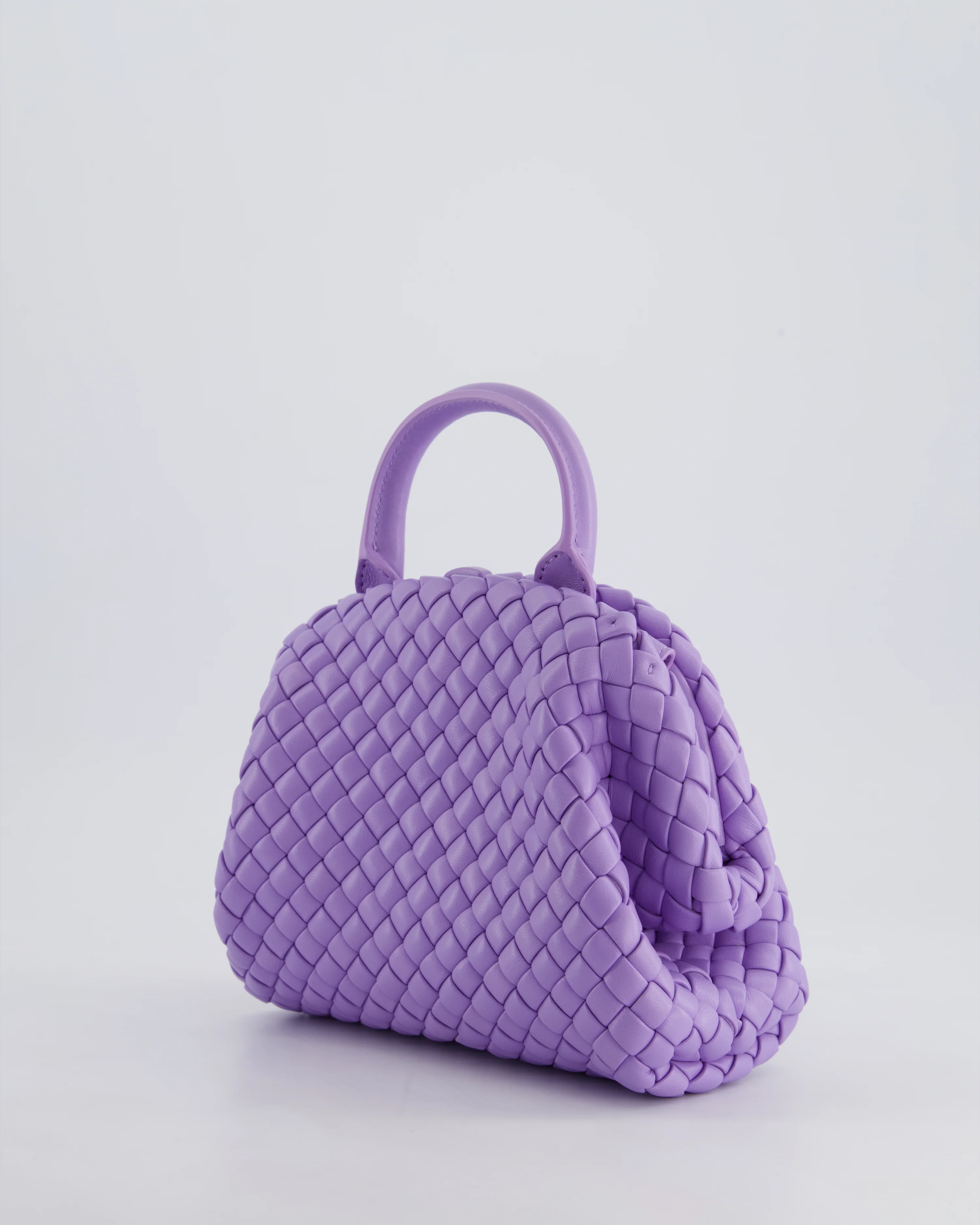 Bottega Veneta Pastel Purple Intrecciato Leather Top Handle Bag with Strap - Image 10