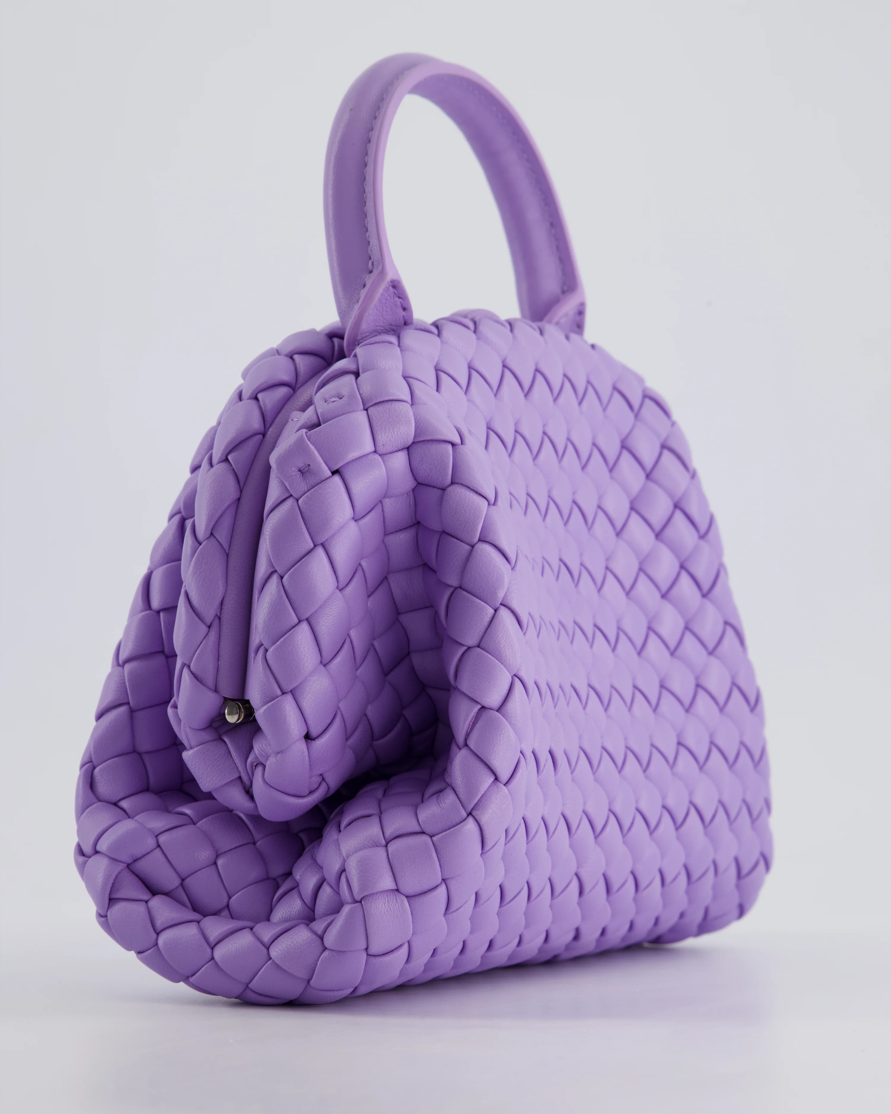 Bottega Veneta Pastel Purple Intrecciato Leather Top Handle Bag with Strap - Image 11