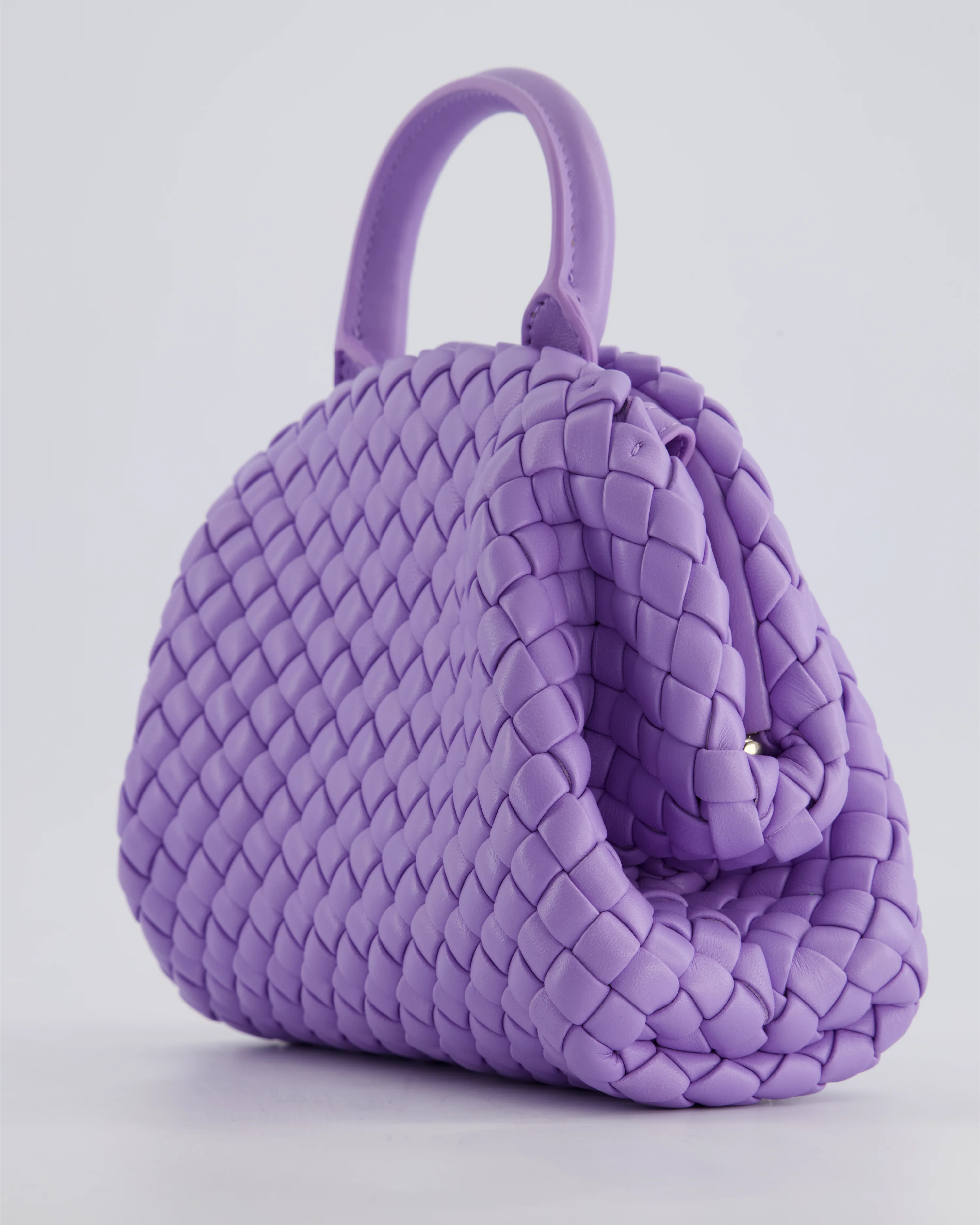 Bottega Veneta Pastel Purple Intrecciato Leather Top Handle Bag with Strap - Image 12