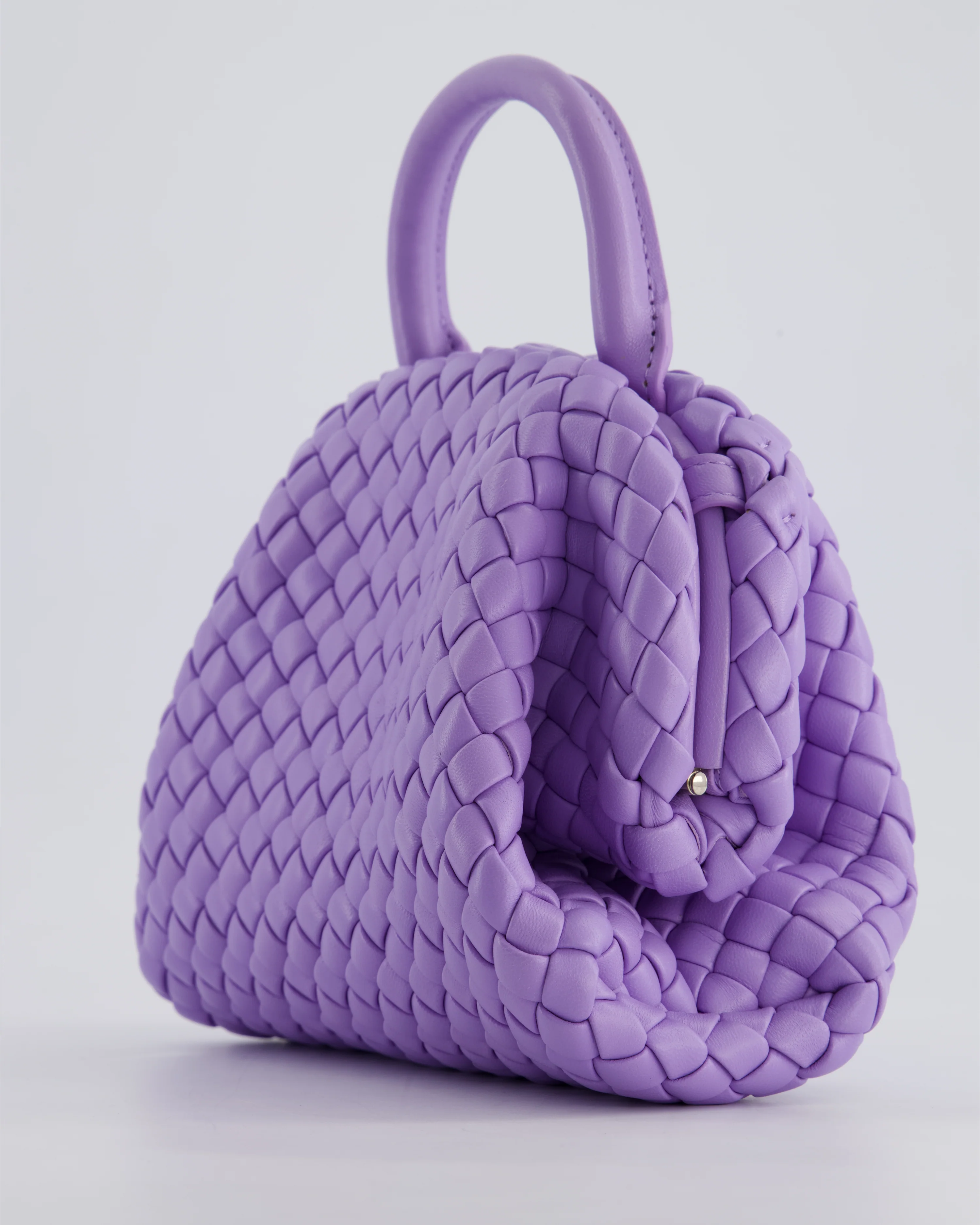 Bottega Veneta Pastel Purple Intrecciato Leather Top Handle Bag with Strap - Image 13