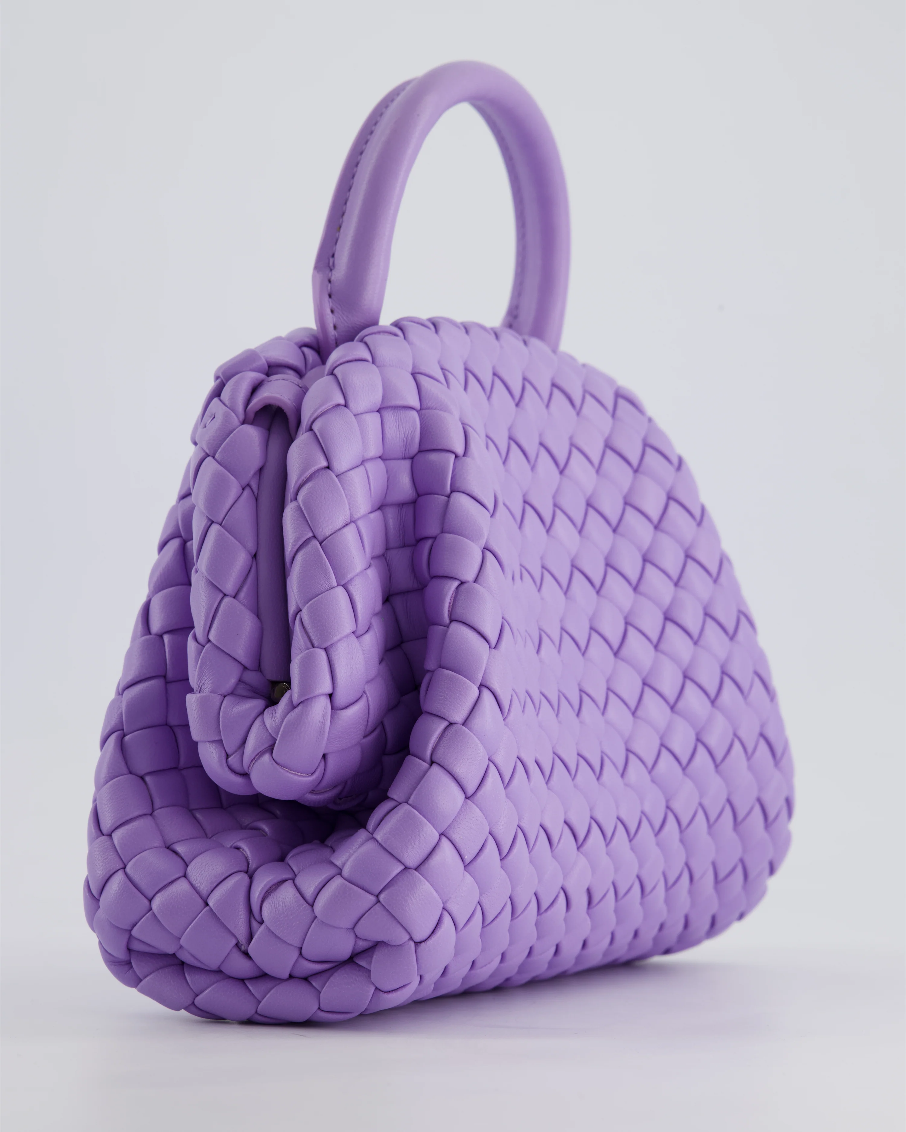 Bottega Veneta Pastel Purple Intrecciato Leather Top Handle Bag with Strap - Image 14