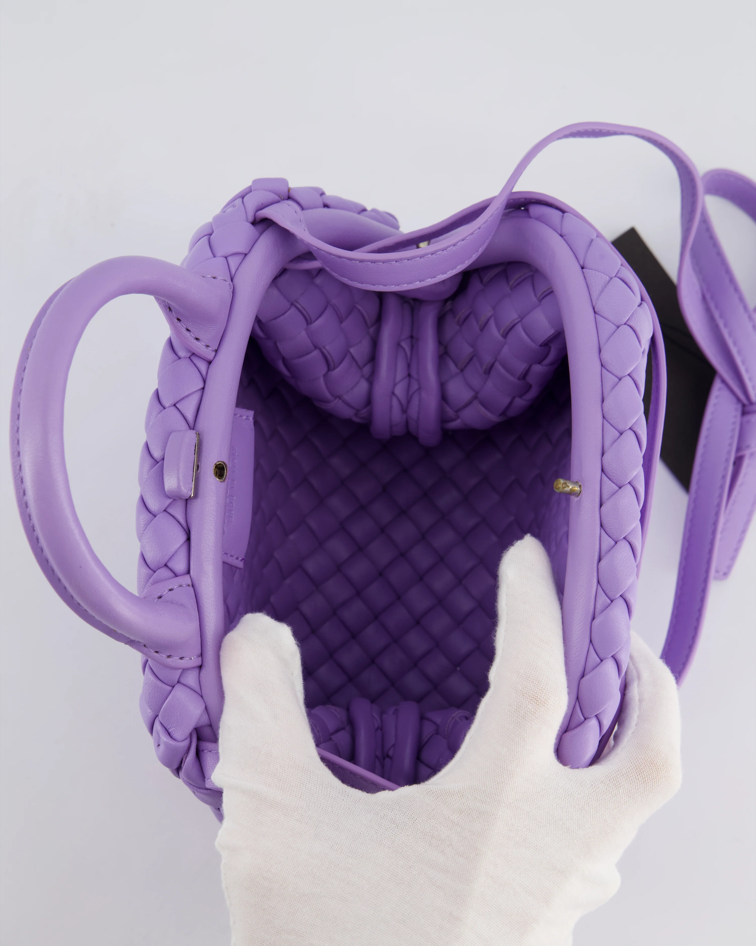 Bottega Veneta Pastel Purple Intrecciato Leather Top Handle Bag with Strap - Image 20