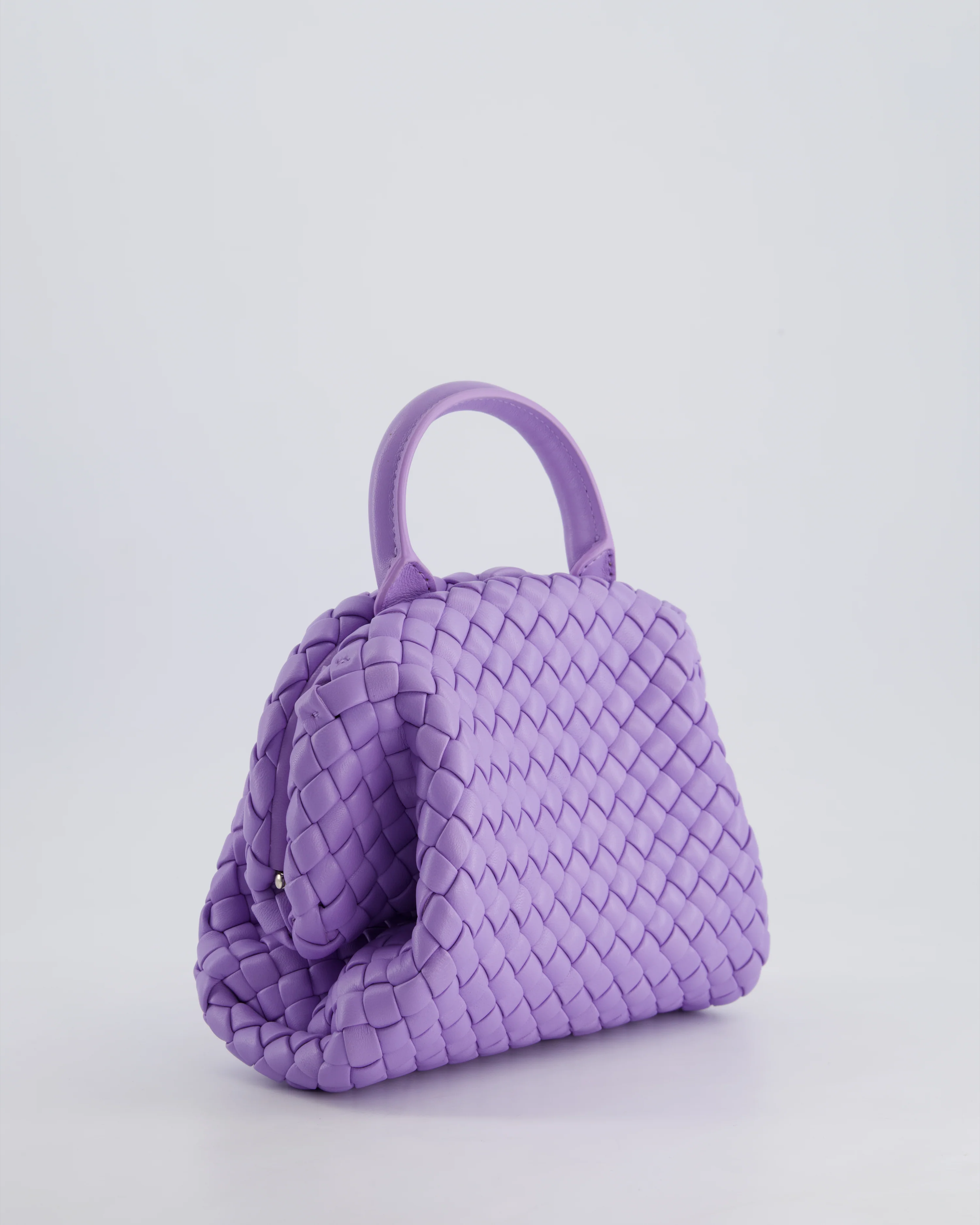 Bottega Veneta Pastel Purple Intrecciato Leather Top Handle Bag with Strap - Image 5