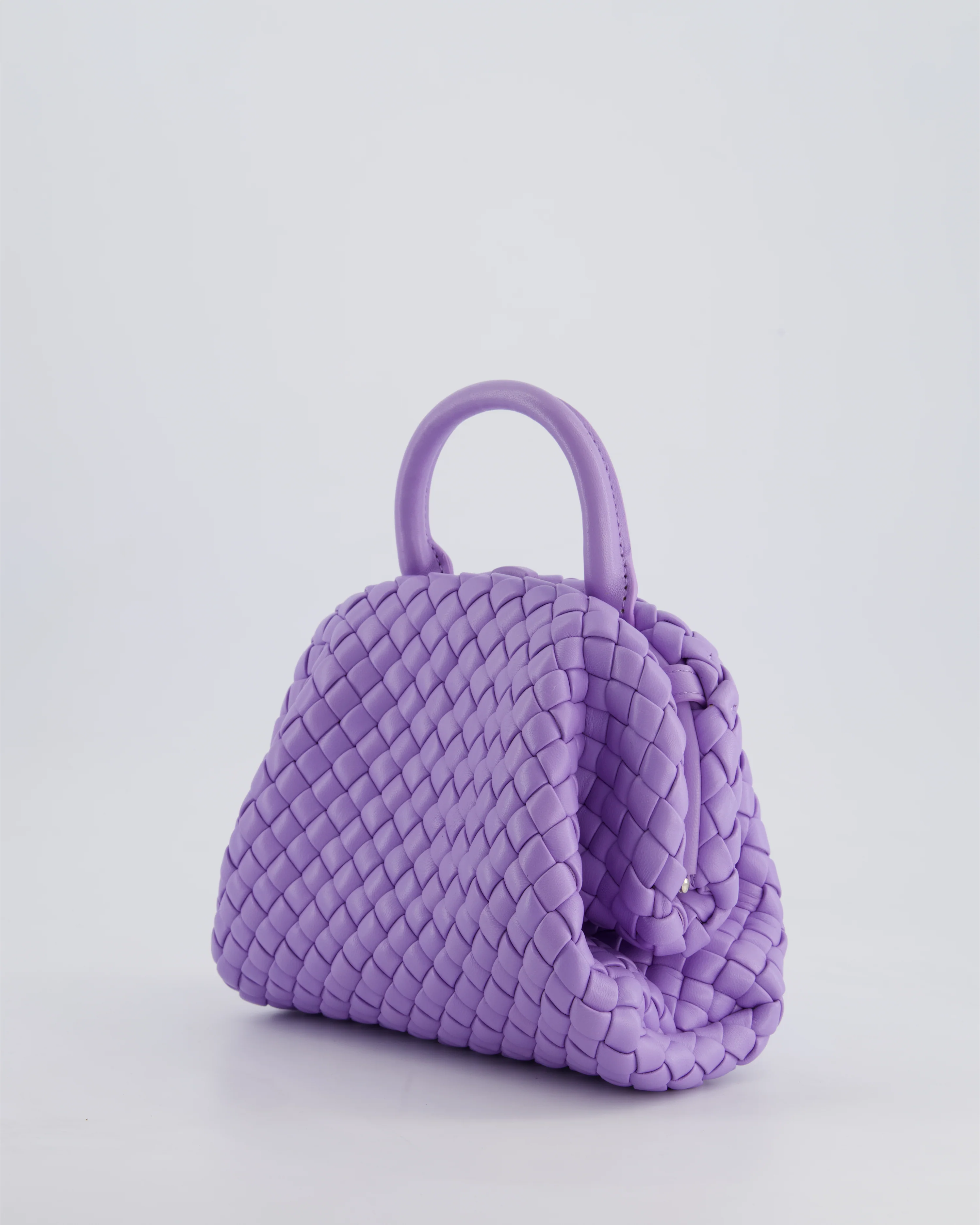 Bottega Veneta Pastel Purple Intrecciato Leather Top Handle Bag with Strap - Image 7