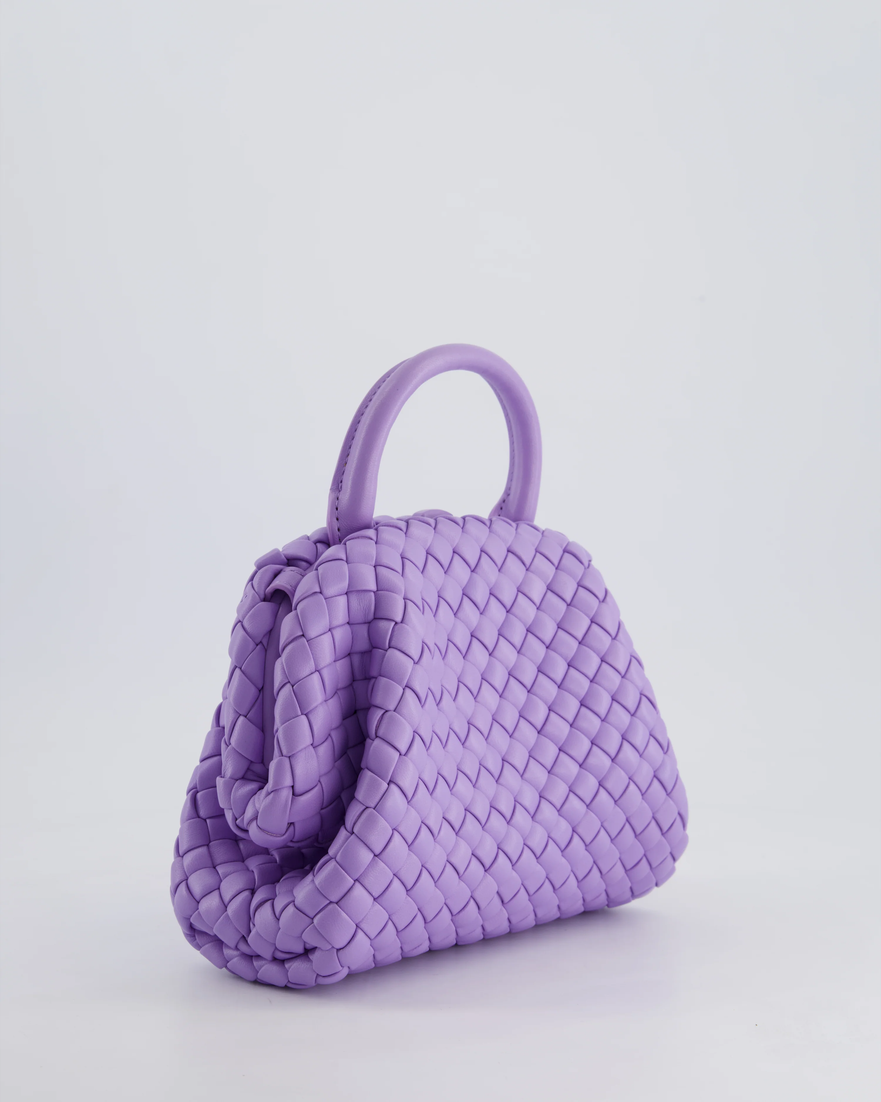 Bottega Veneta Pastel Purple Intrecciato Leather Top Handle Bag with Strap - Image 8