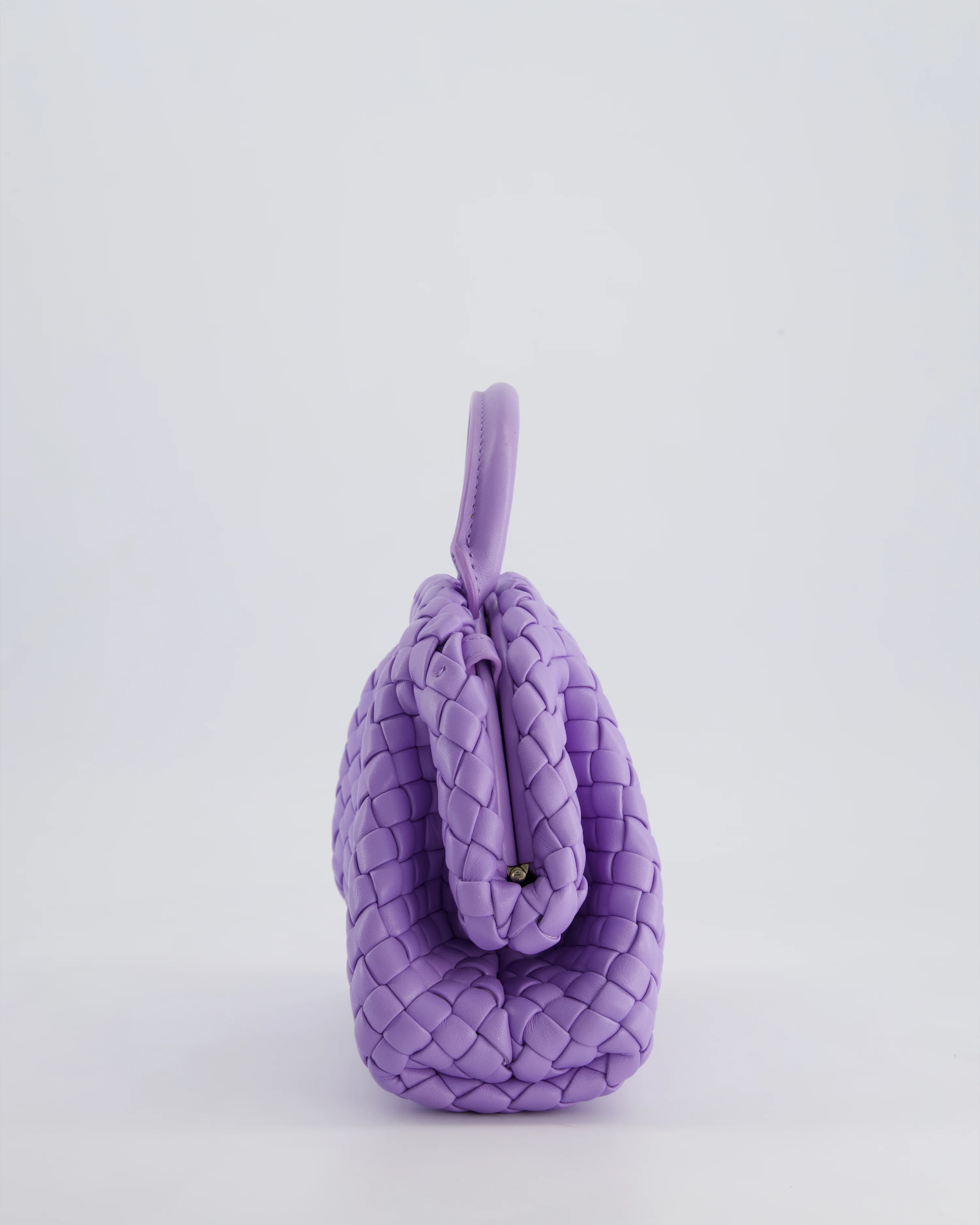 Bottega Veneta Pastel Purple Intrecciato Leather Top Handle Bag with Strap - Image 9
