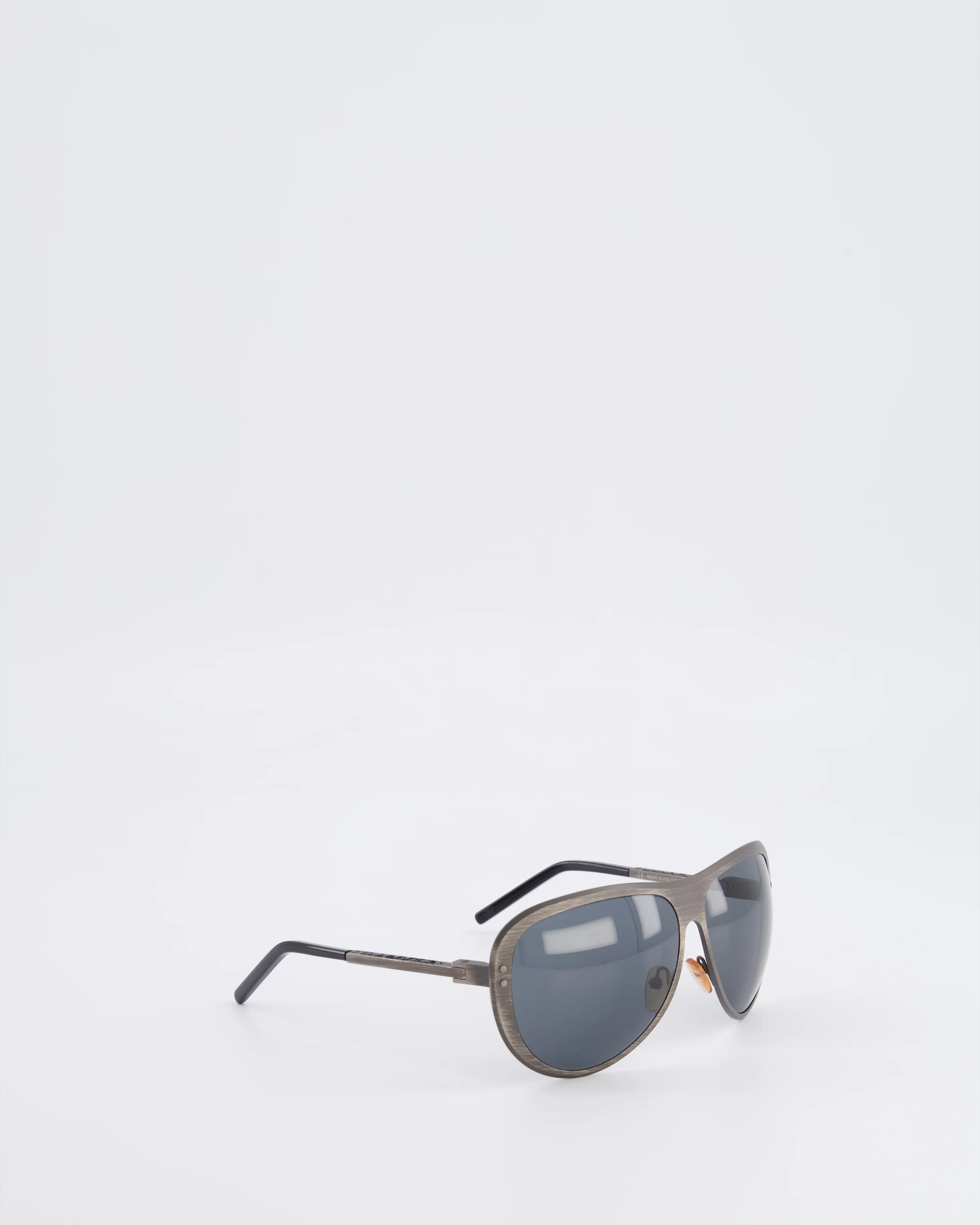 Bottega Veneta Silver Gunmetal Brushed Sunglasses with Black Lenses