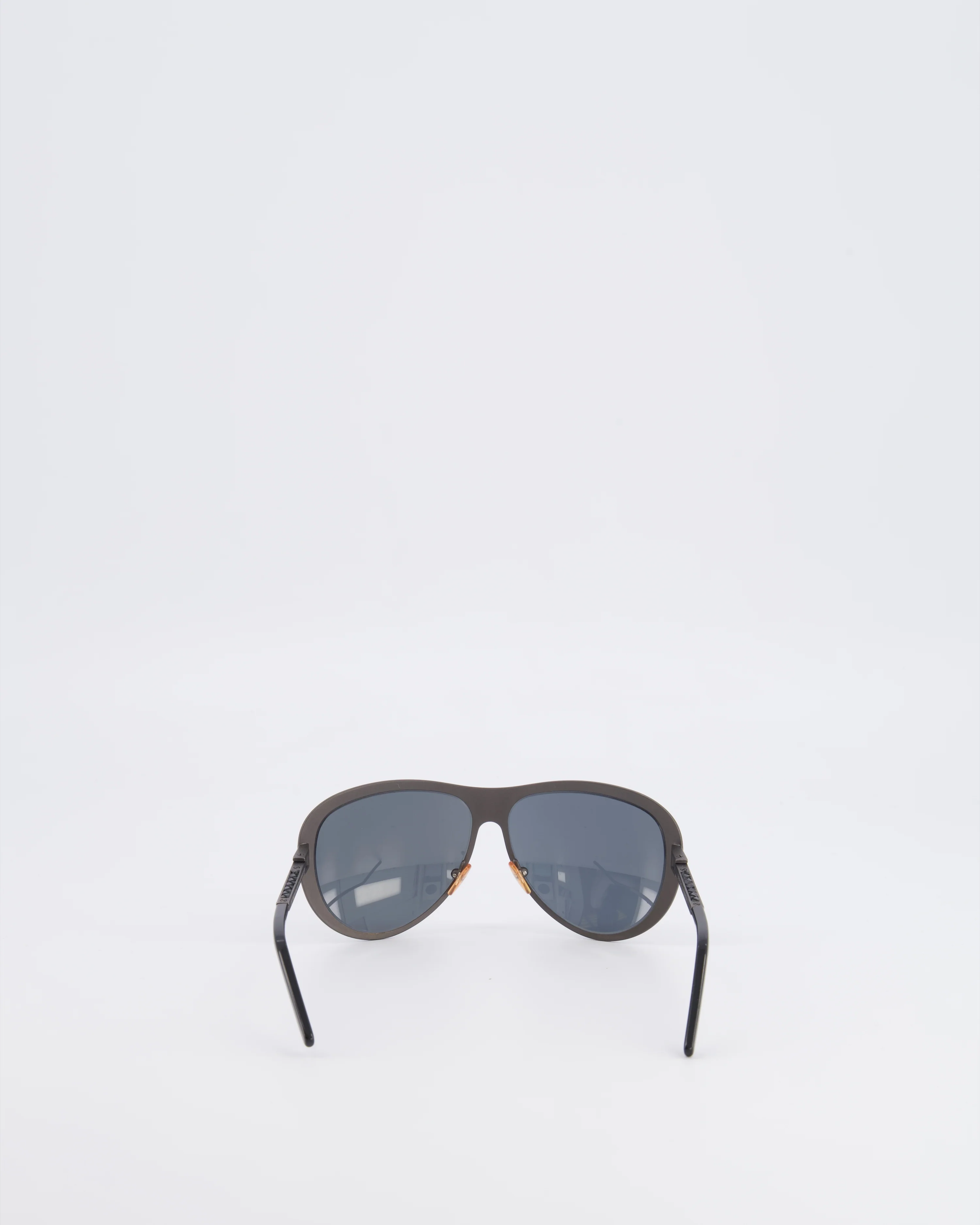 Bottega Veneta Silver Gunmetal Brushed Sunglasses with Black Lenses - Image 6