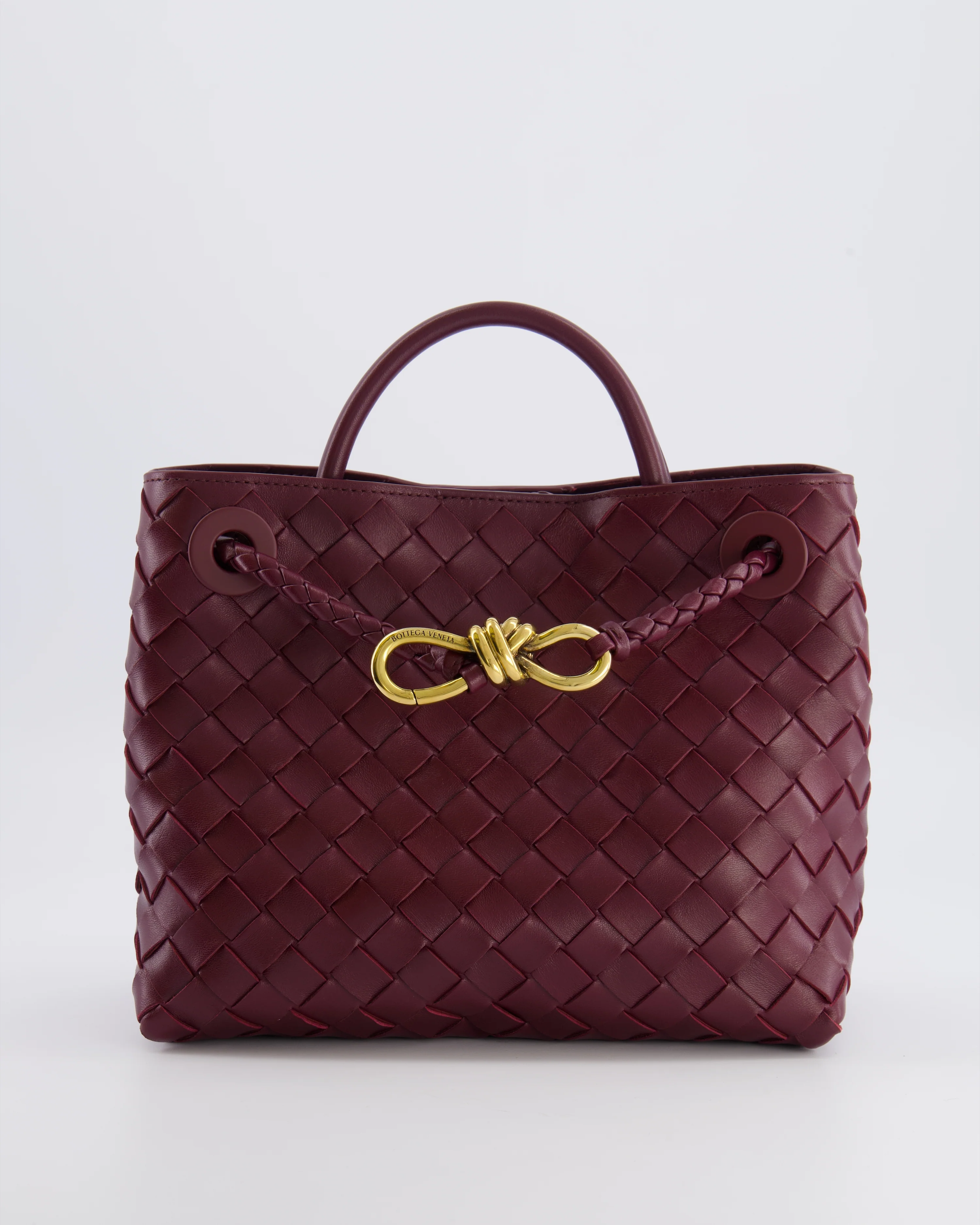 Bottega Veneta Small Andiamo Bag in Barolo Intrecciato Leather with Gold Hardware RRP £3,460