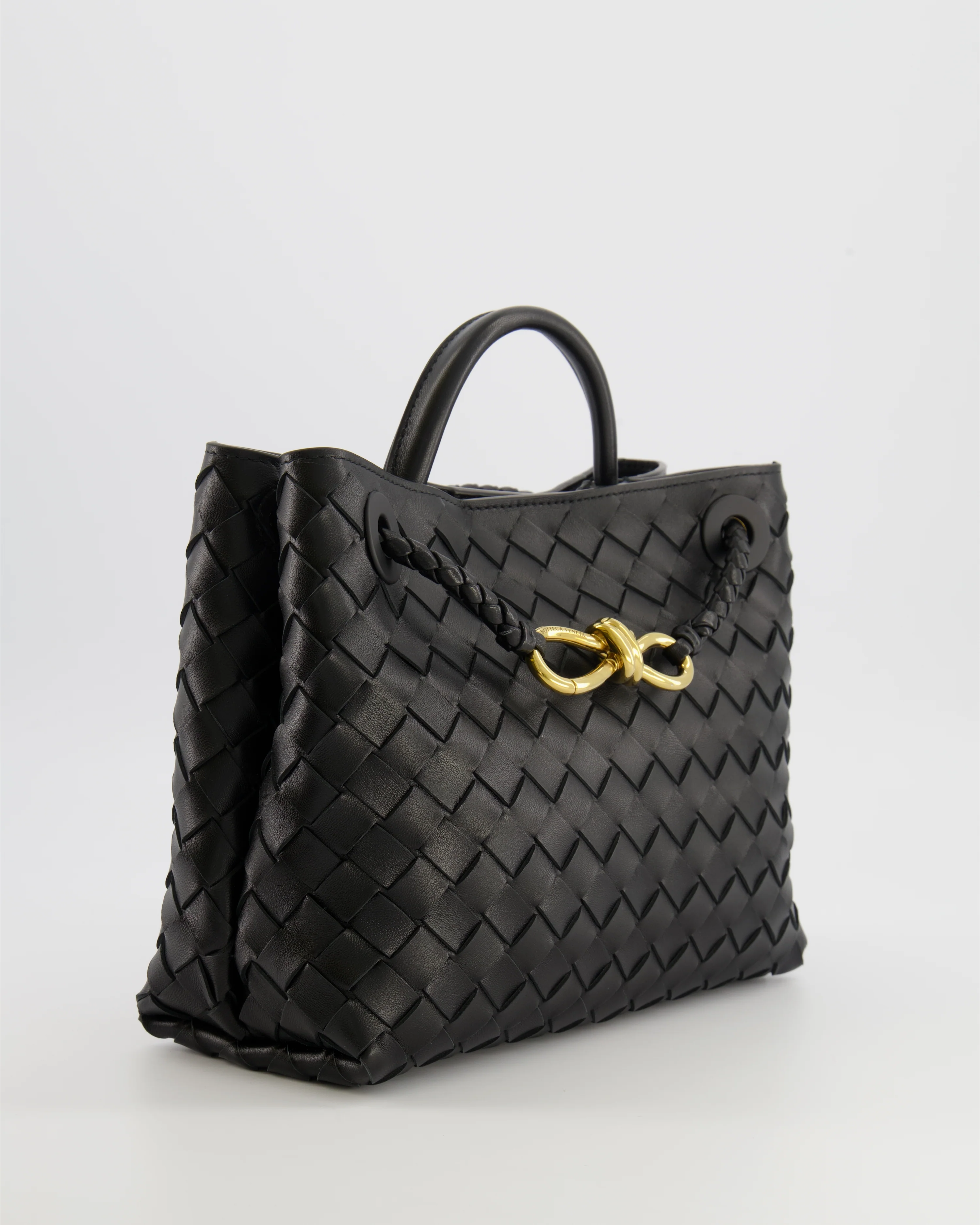Bottega Veneta Small Andiamo Bag in Black Intrecciato Leather with Gold Hardware RRP £3,460 - Image 2