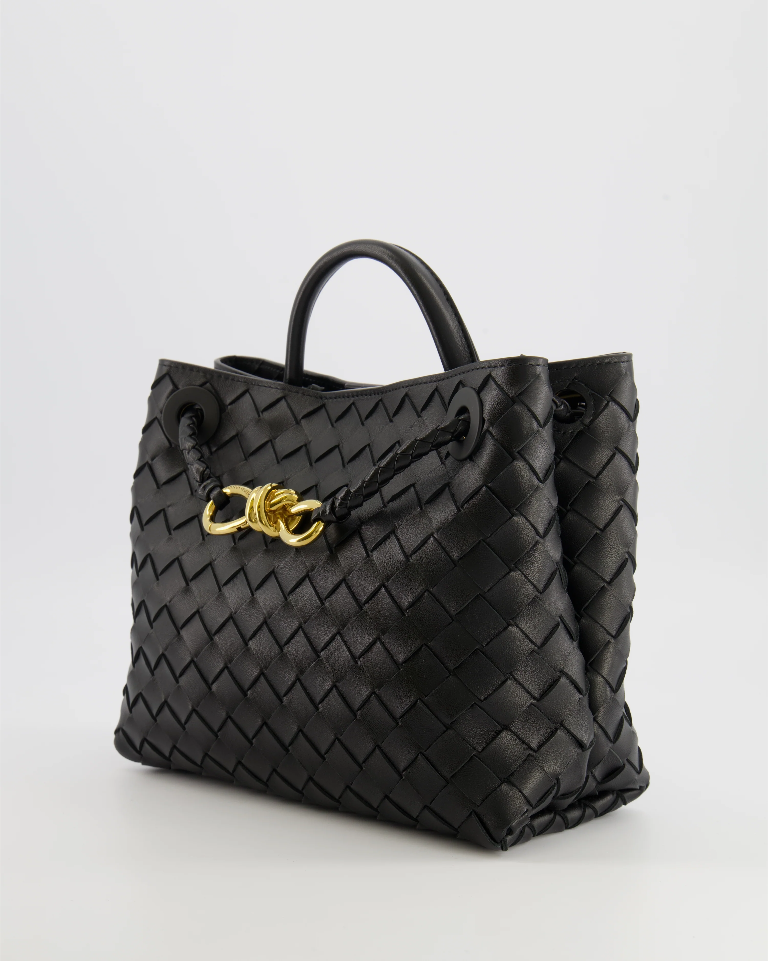 Bottega Veneta Small Andiamo Bag in Black Intrecciato Leather with Gold Hardware RRP £3,460 - Image 3