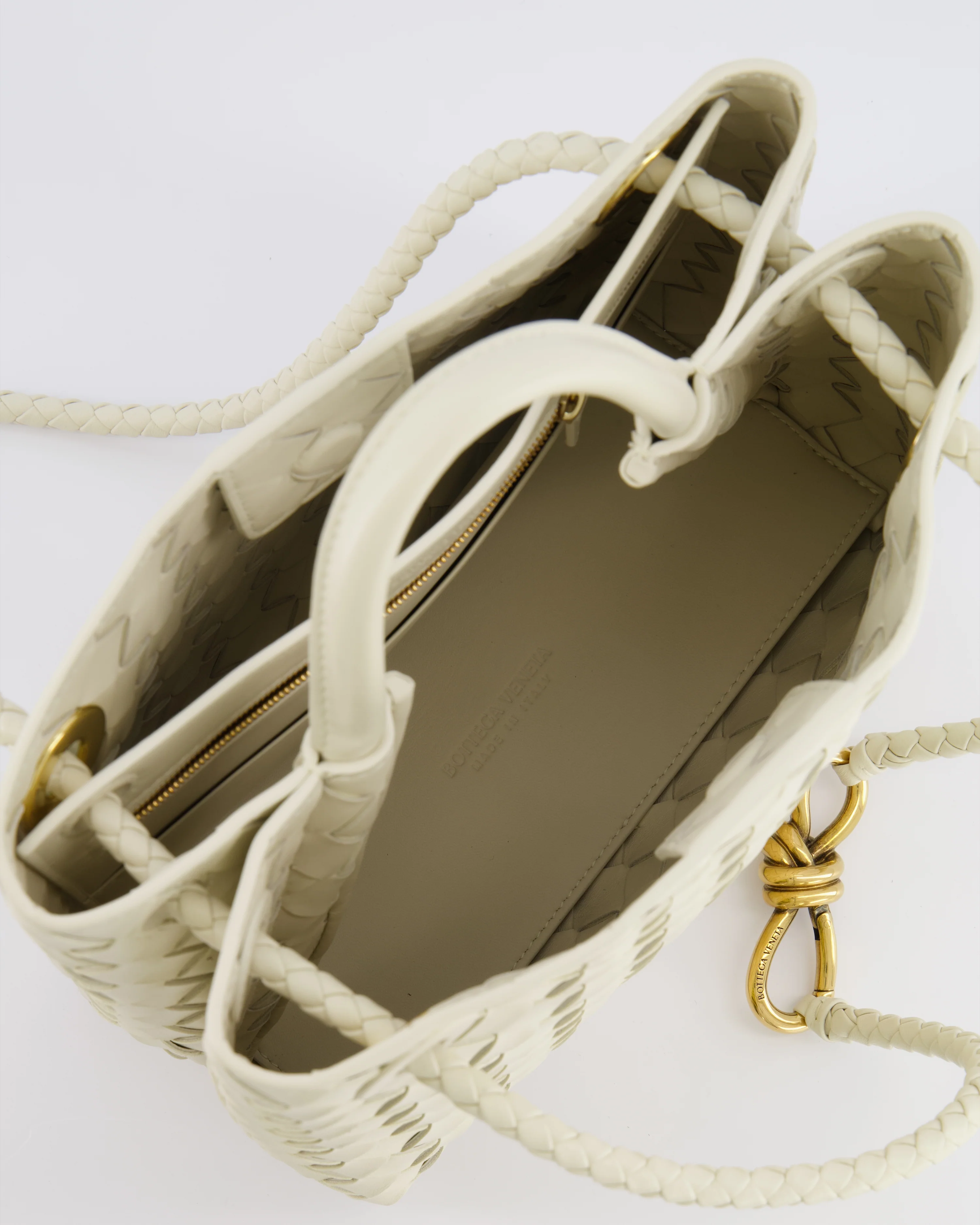 Bottega Veneta Small Andiamo Bag in Sea Salt Intrecciato Leather with Gold Hardware RRP £3,460 - Image 19
