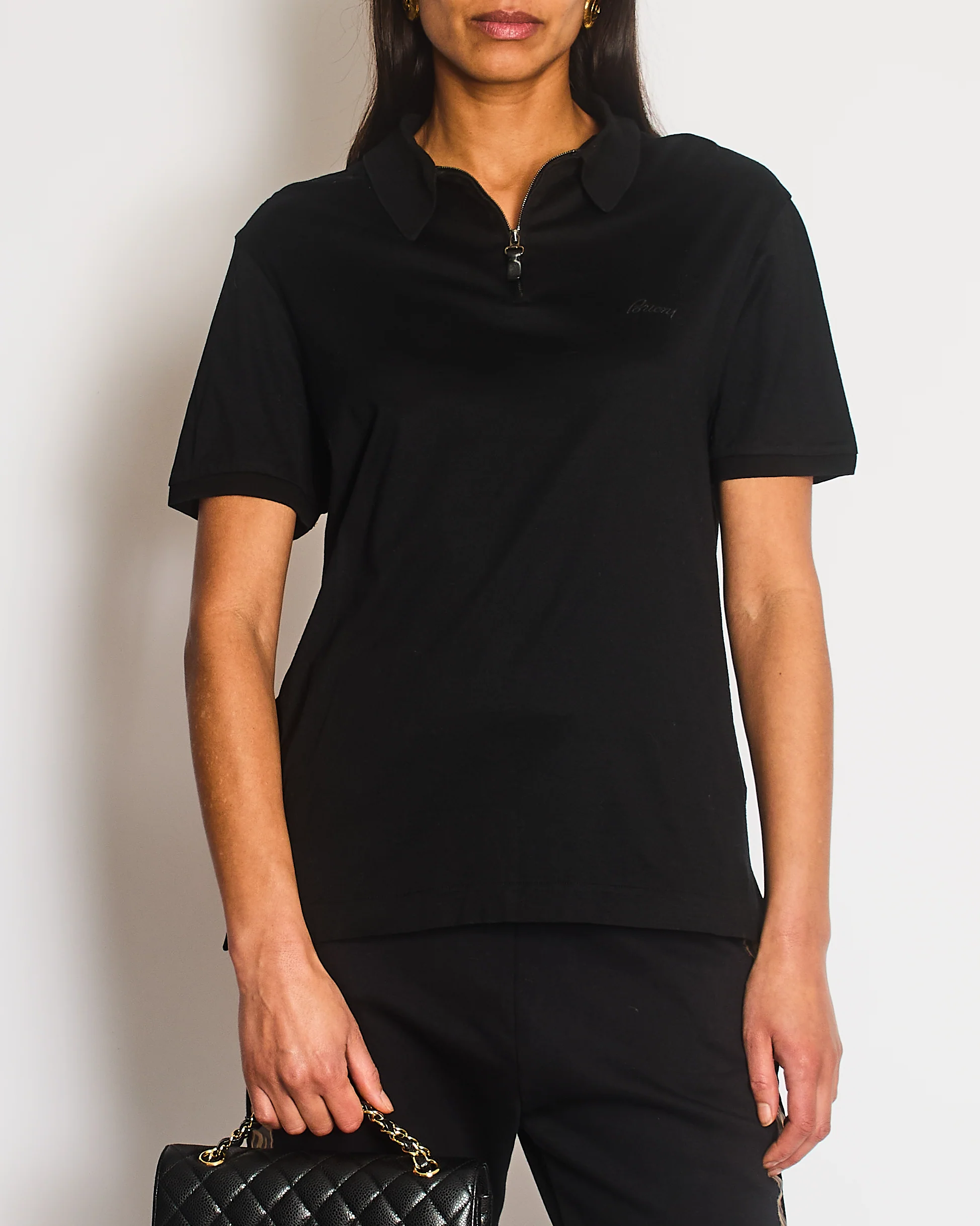 Brioni Black Logo Short Sleeve Polo Size S (UK 6/8) - Image 2