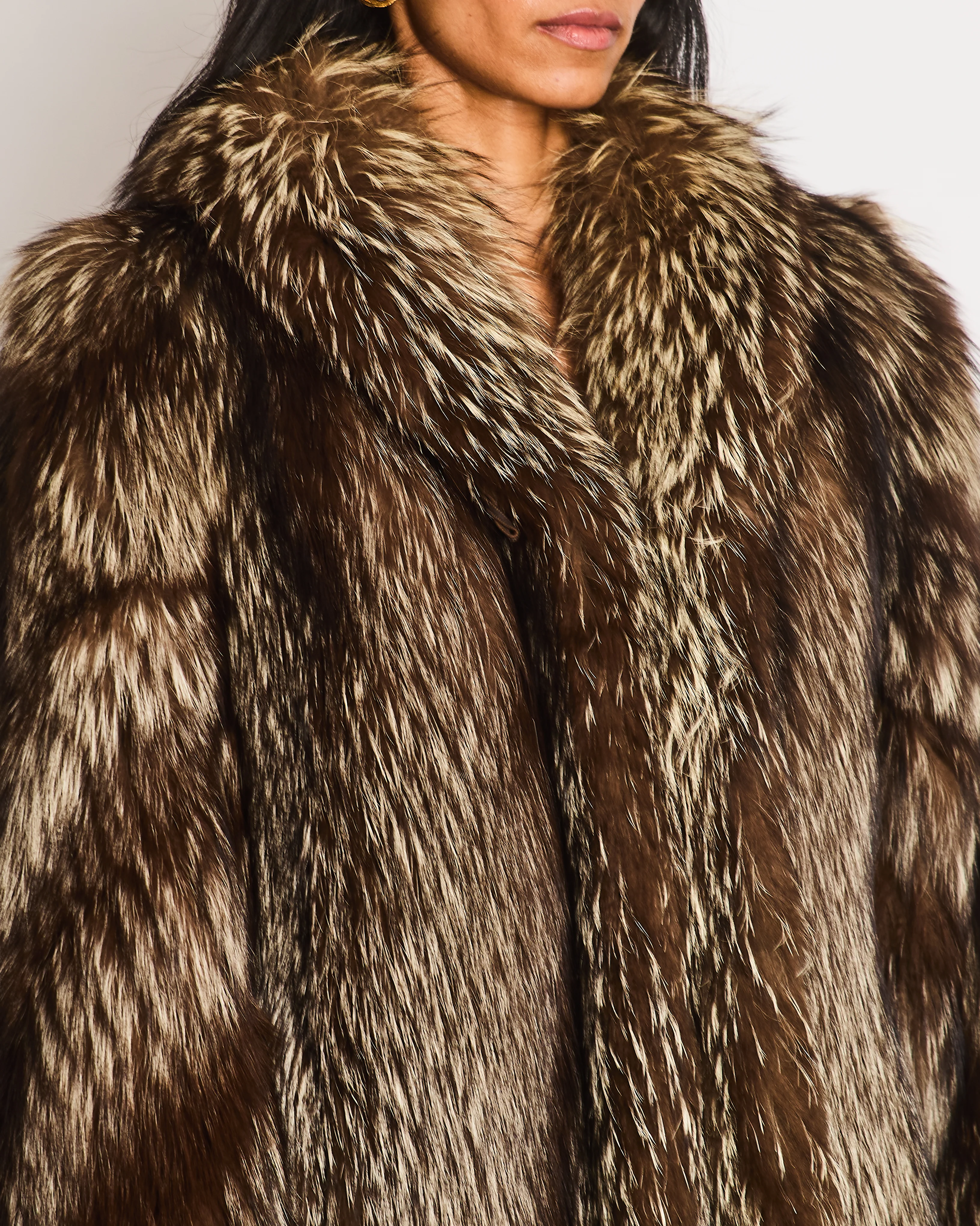 Silver Fox Fur Long Coat Size UK 10-12 - Image 3