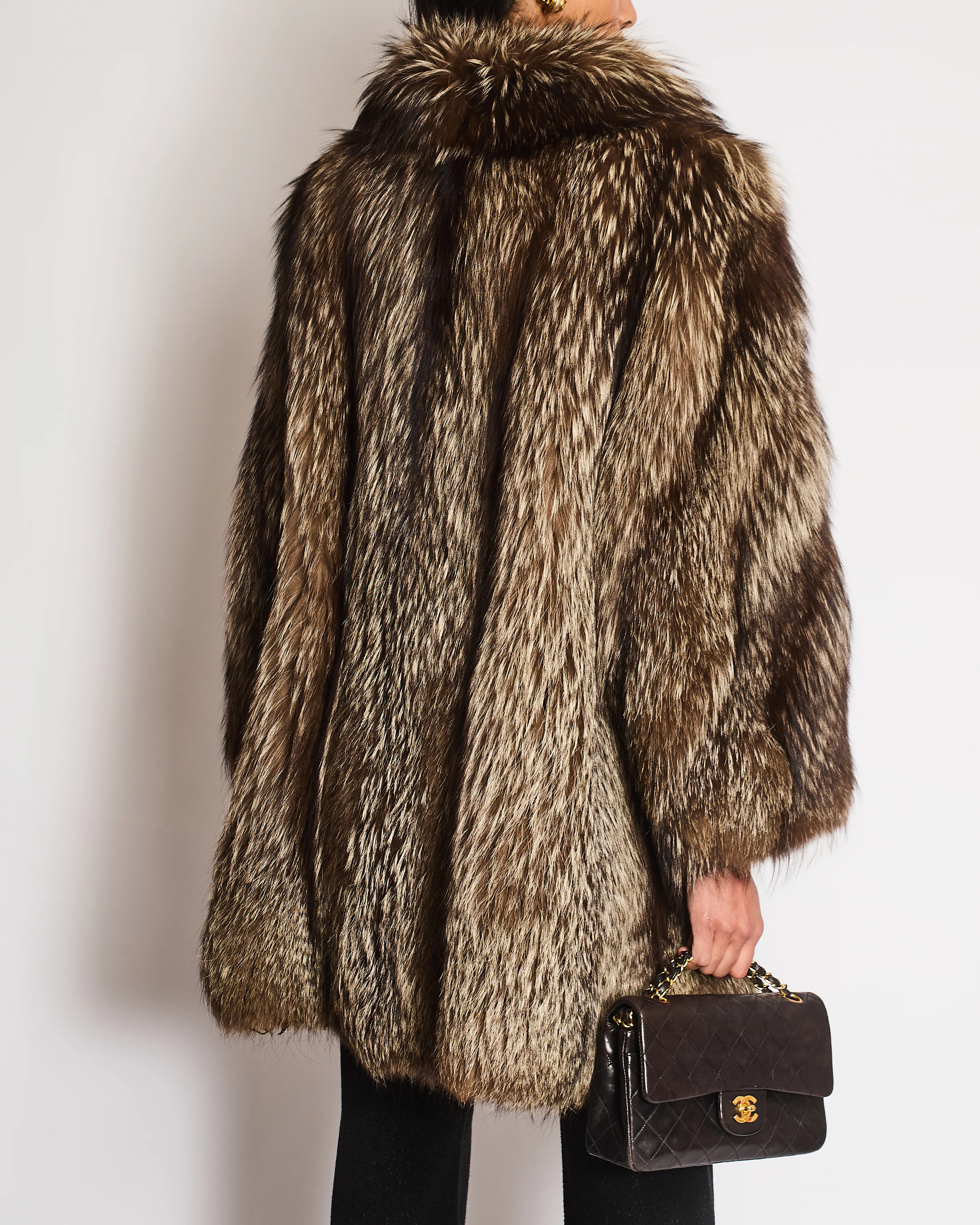 Silver Fox Fur Long Coat Size UK 10-12 - Image 5